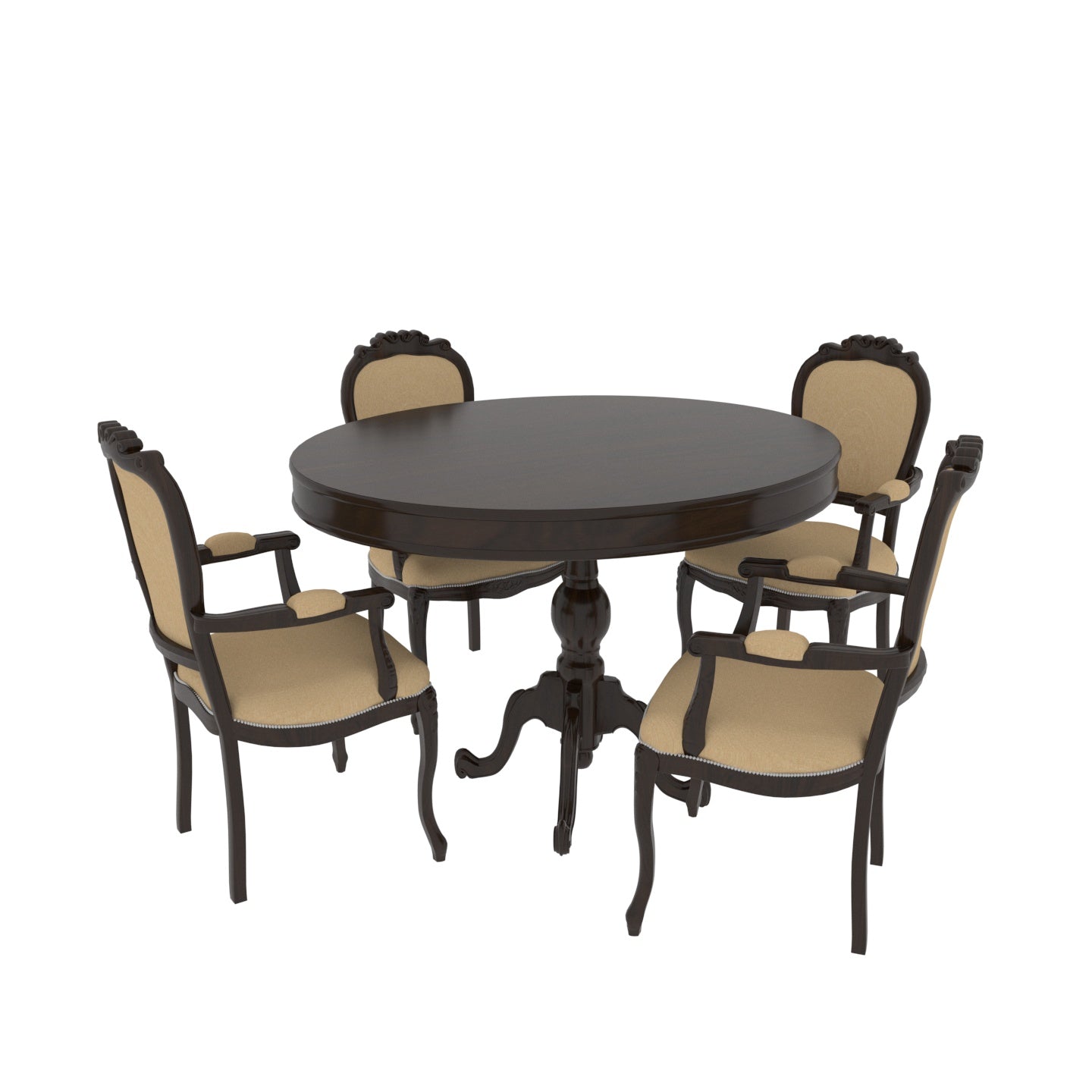Retro Style Four Chair Round Table Complete Dining set Dining Set