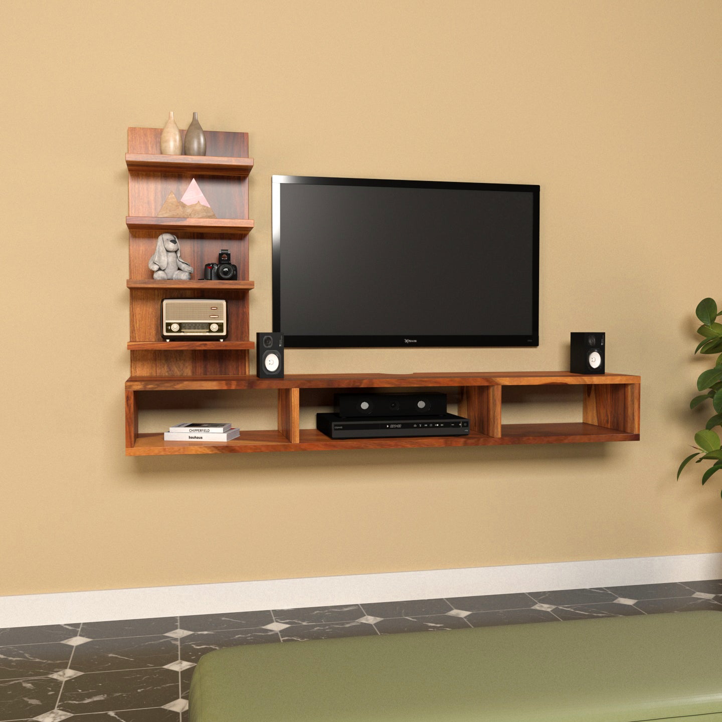 Classics 4 Shelf with Triple Storage Handmade Wooden TV Unit Tv stand