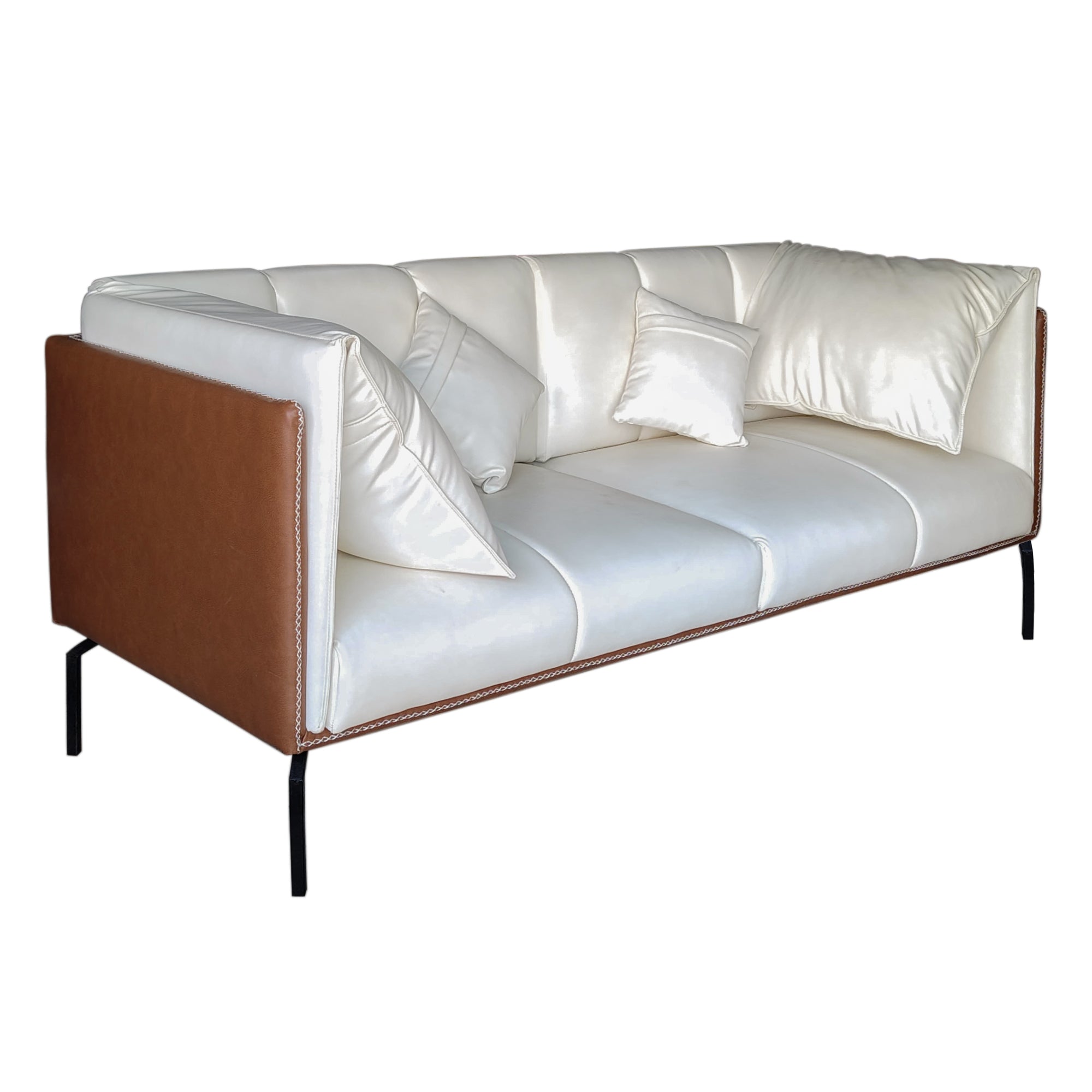 Modern Two-Tone Artificial leather Sofa with Cushions Sofa