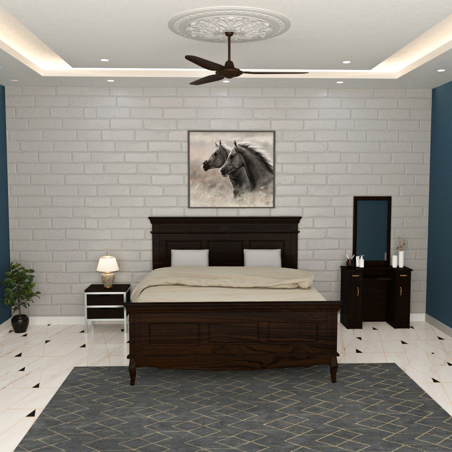 Aesthetic Dark Toned Teak Wooden Premium Bedroom set Bedroom Furniture Sets