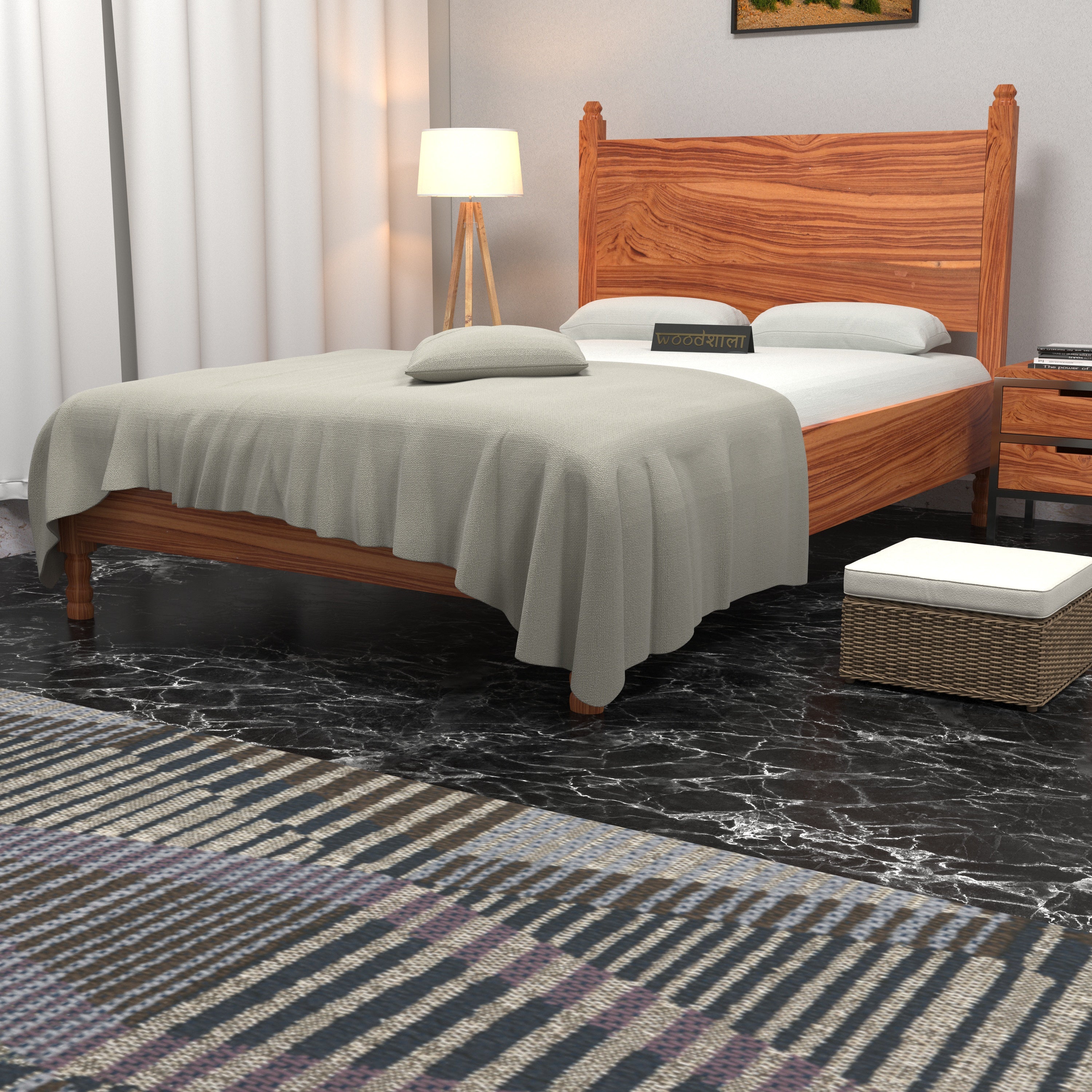 Charming Solid wood American Single Bed Teak wood Bed