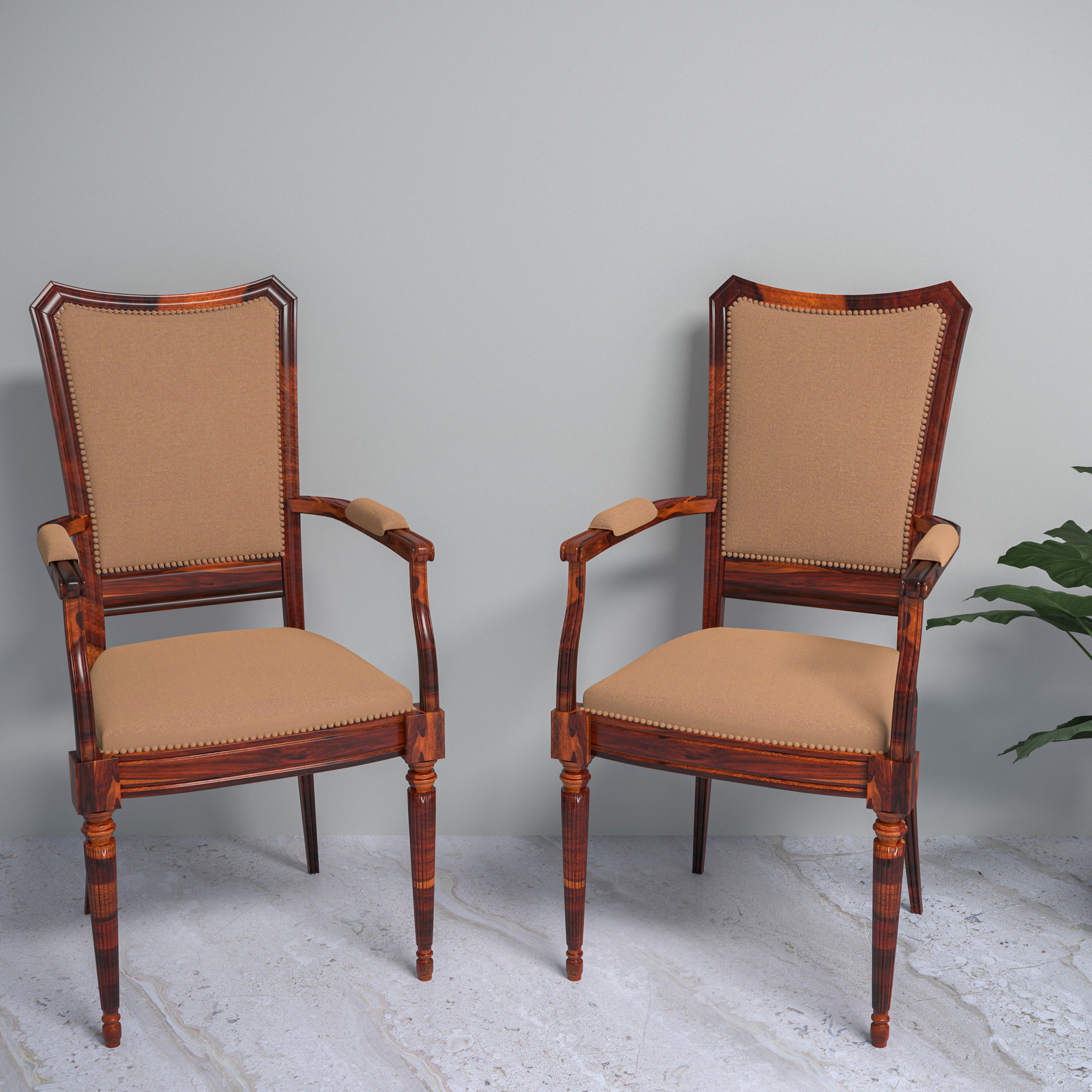 Classic Orient Style Wooden Vintage Handmade Chair Set of 2 Arm Chair
