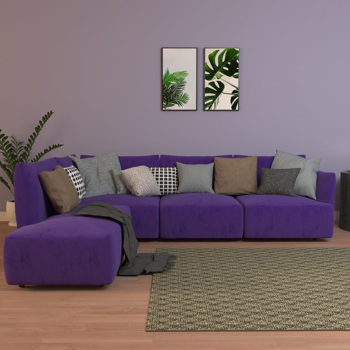 Antique Purple Pastel Coloured with Premium Comfort L Shaped 4 Seater Sofa Set for Home Sofa