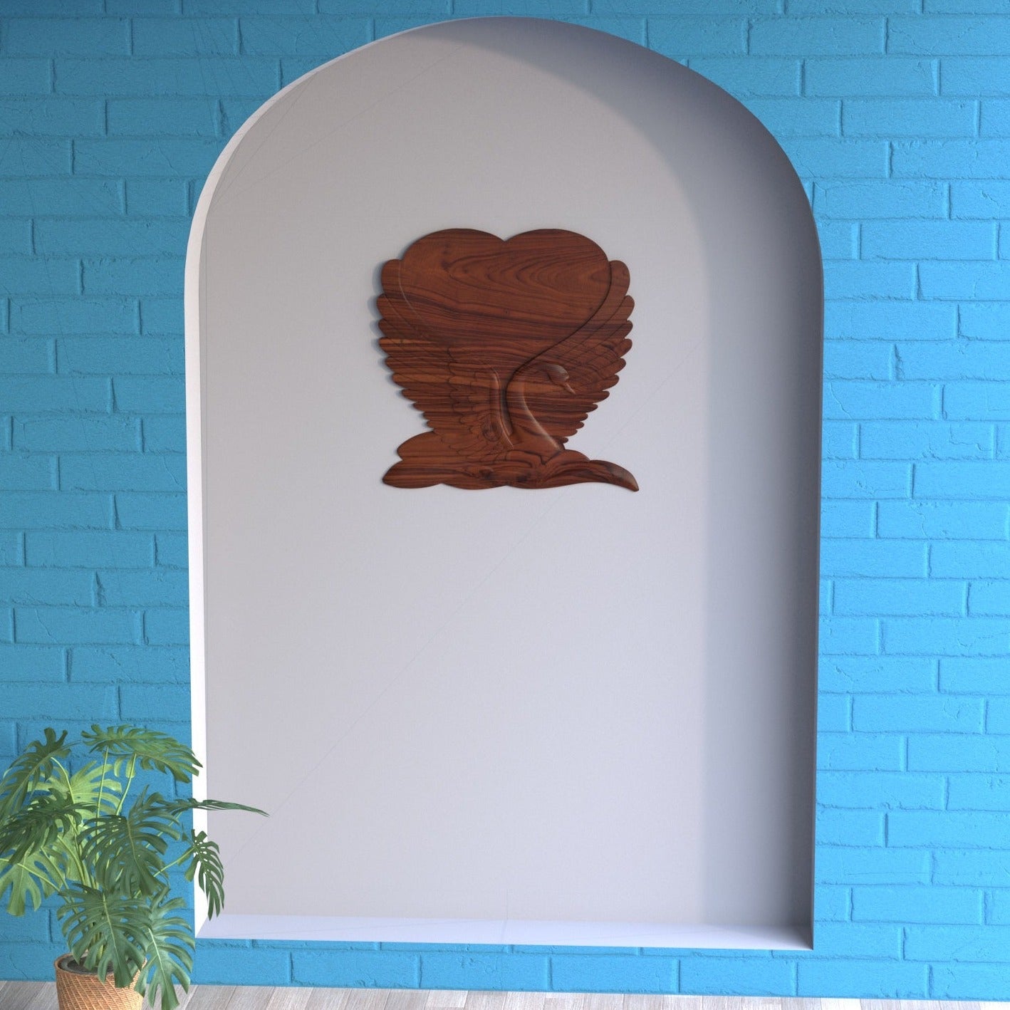 Classic Heart Swan Vintage Wooden Wall Decor Wall Decor