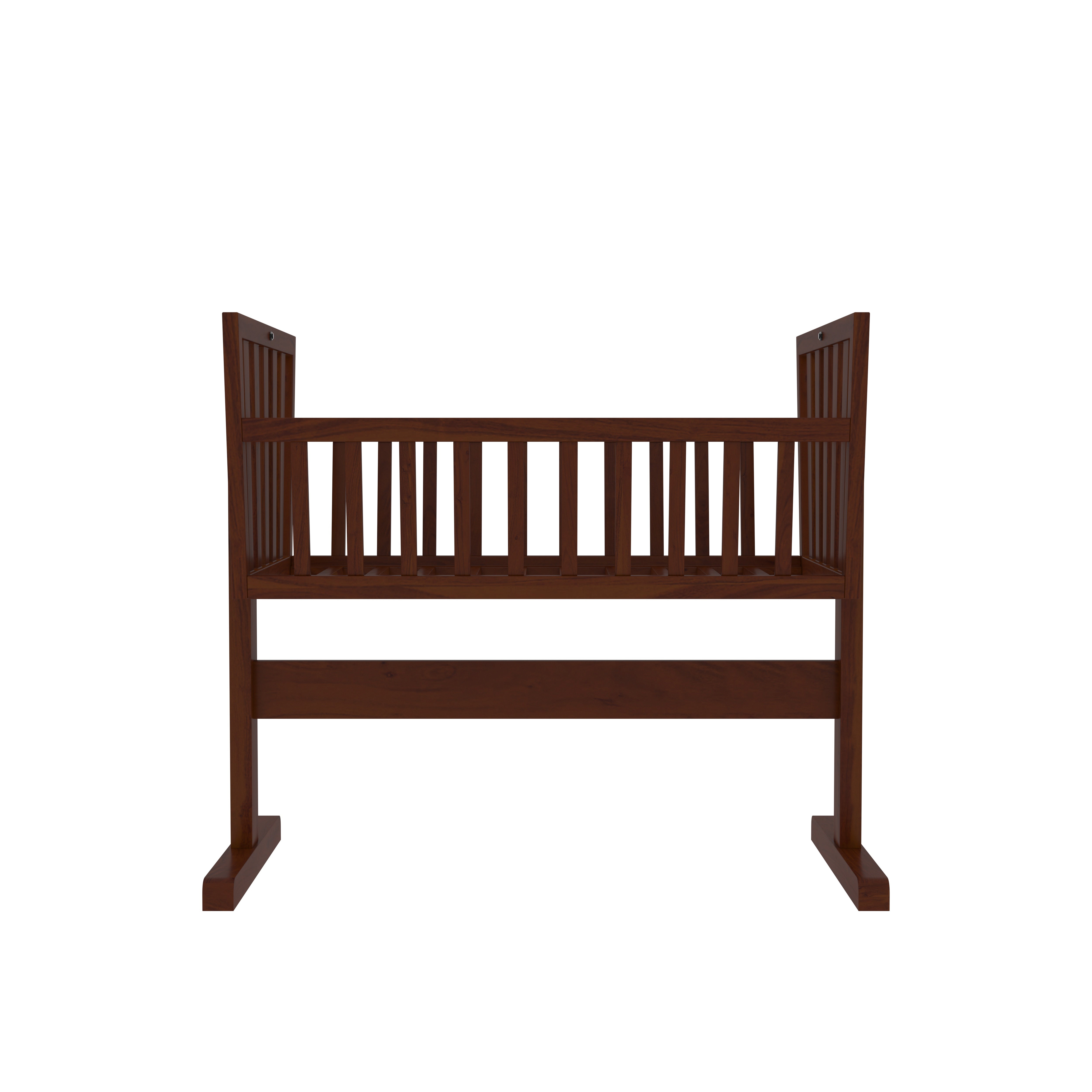 Natural Heritage Brown Finished Strip Designed Wooden Cradle