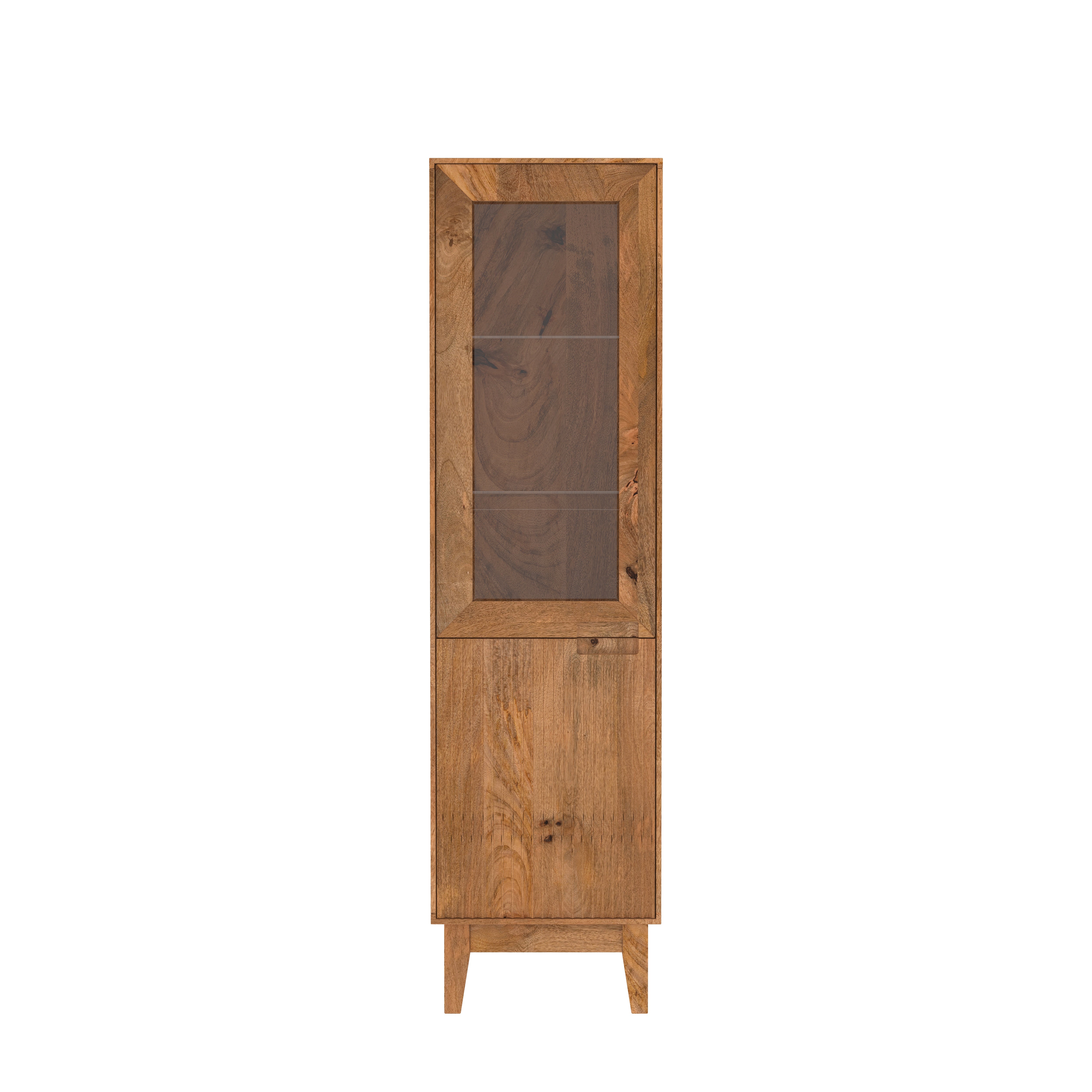 Solid wood Single door glass long Cabinet Cupboard