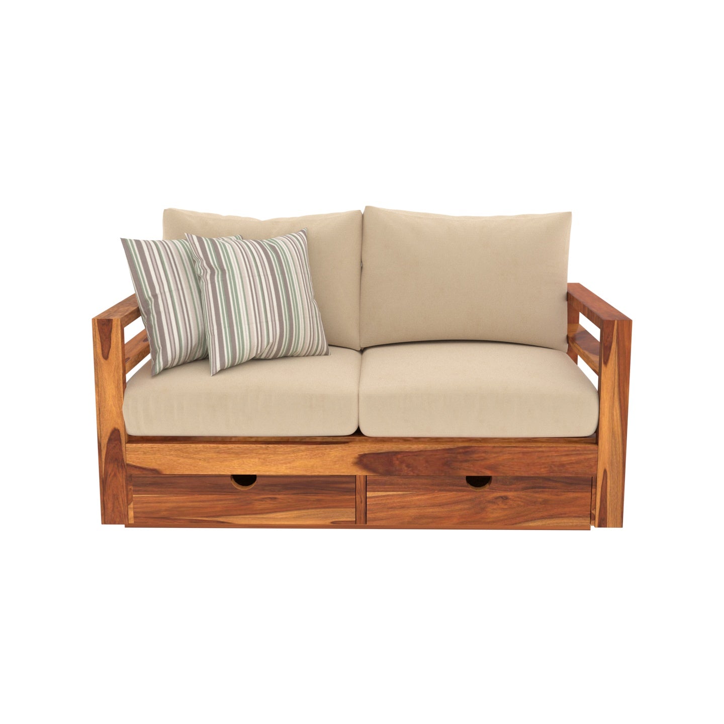 Moccasin Shaded Vintage Wooden Sofa With Storage Sofa