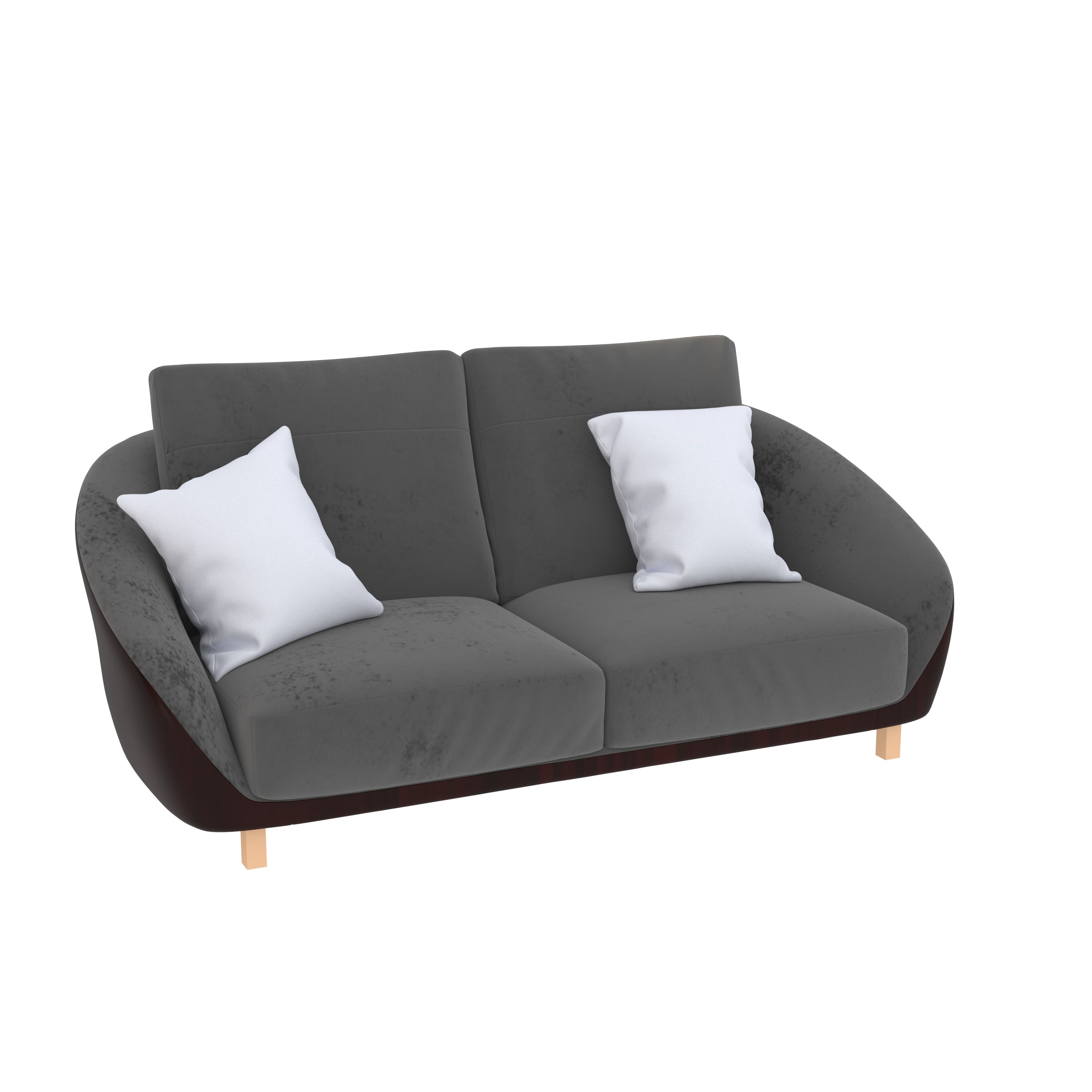 Strong Iron Gray Smooth Finish Wooden 2 Seater Sofa Sofa