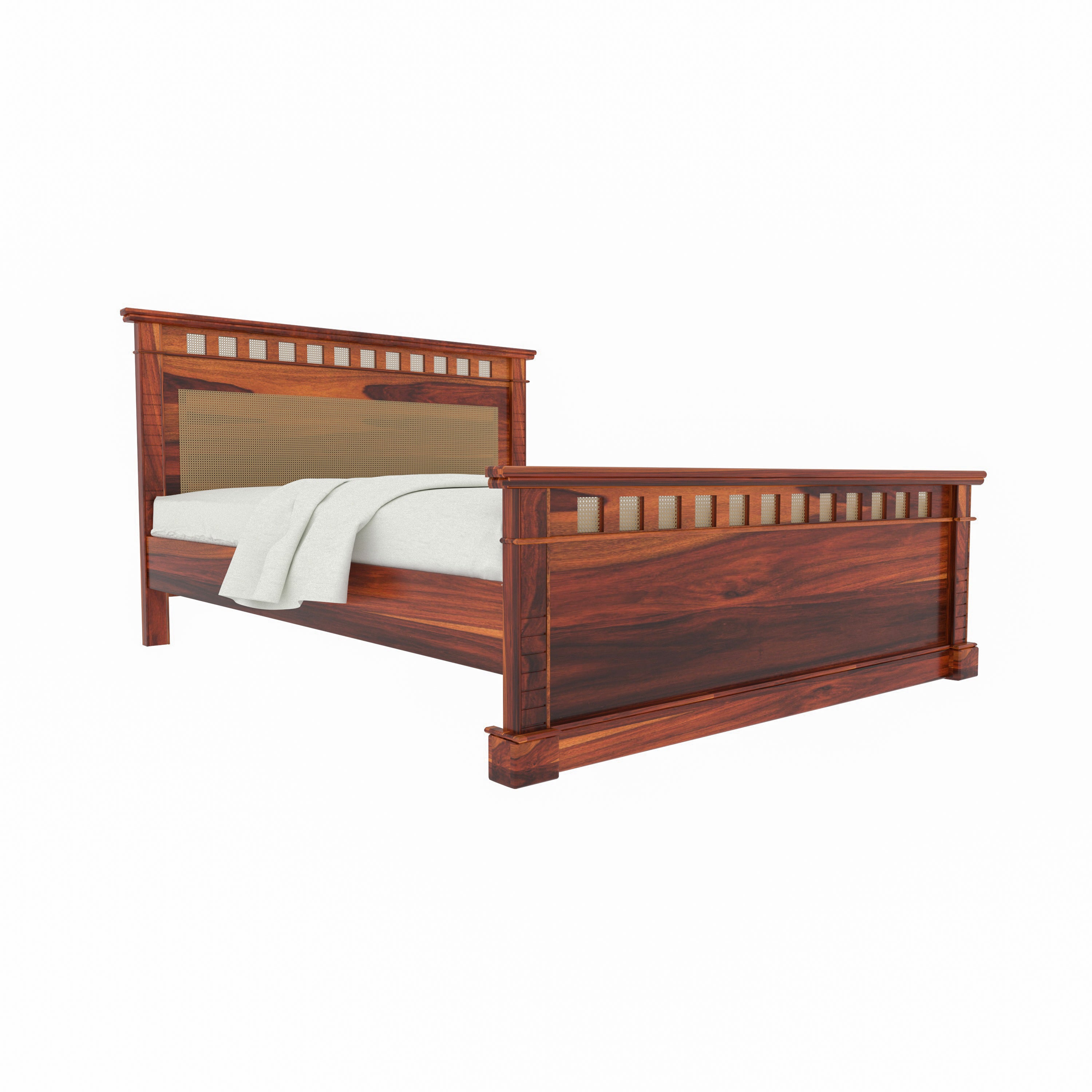 Vintage Denver Style Wooden Handmade Bed with Storage Bedside Bedroom Furniture Sets