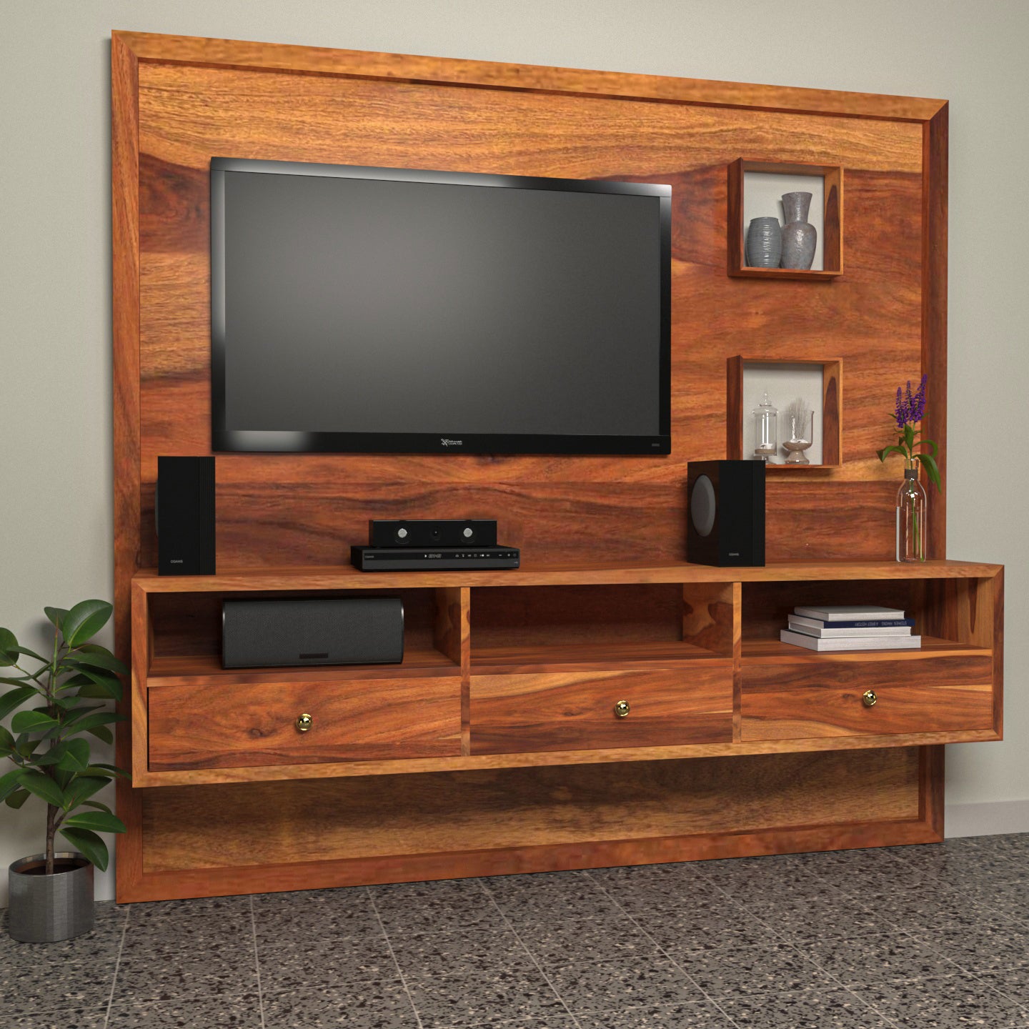 Modern Vintage Style Handmade Wooden TV Unit for Home Tv stand