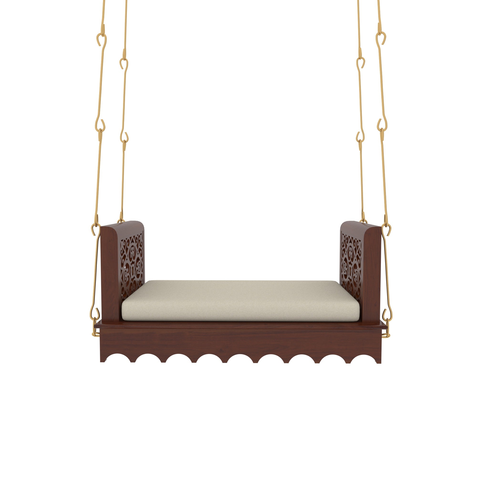 Dark Irish Brown Polished Wooden Handmade Carved Swing Swing