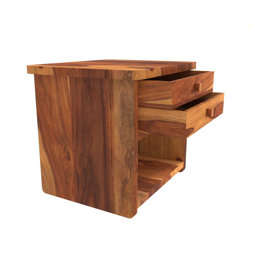 Denver Double Drawer Handmade Wooden Bedside for Home Bedside