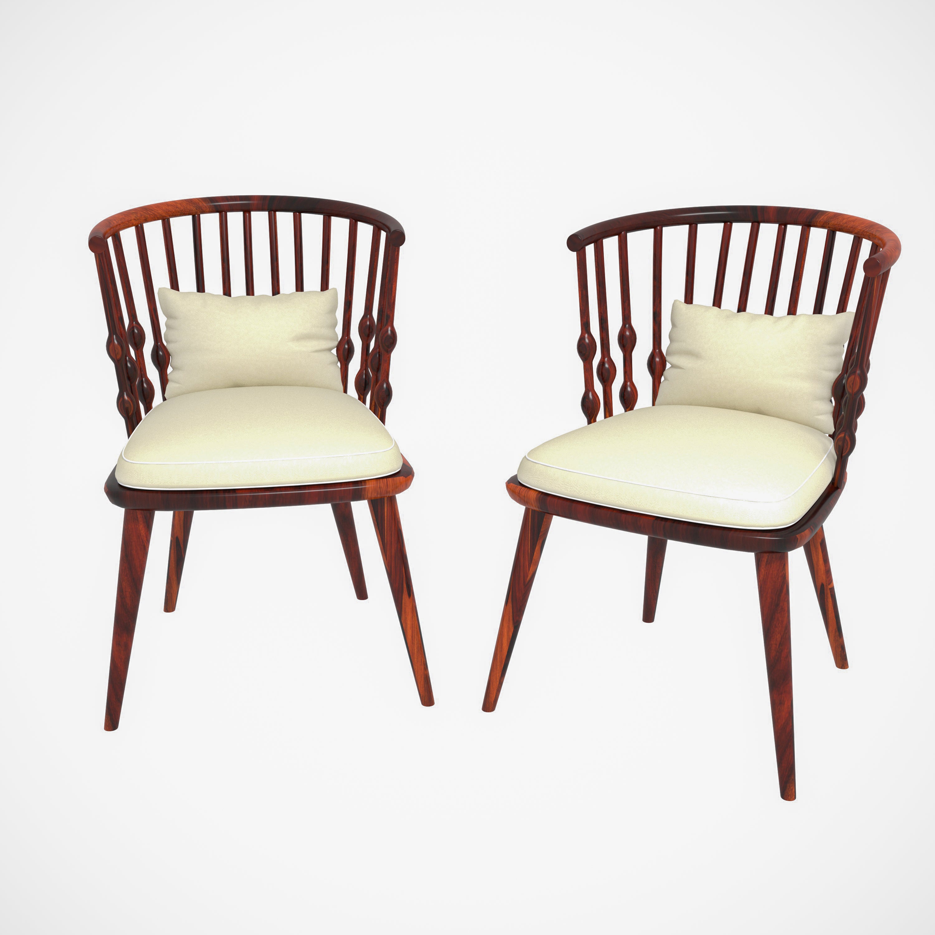 Retro Times Stylish Curved Back Wooden Handmade Chair Set of 2 Dining Chair