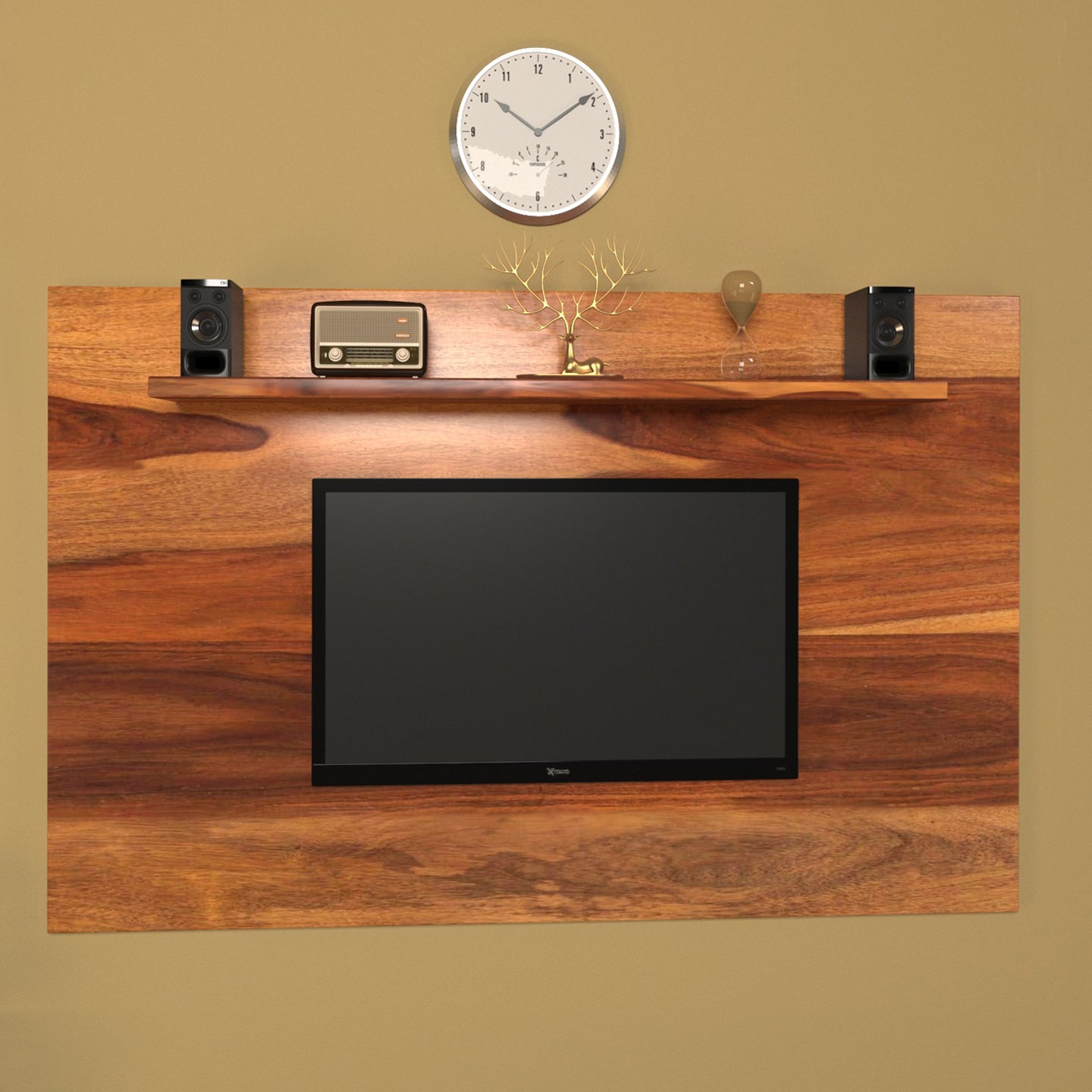 Traditional Home Handmade Wooden Wall Hanging TV Unit with Single Shelf Tv stand