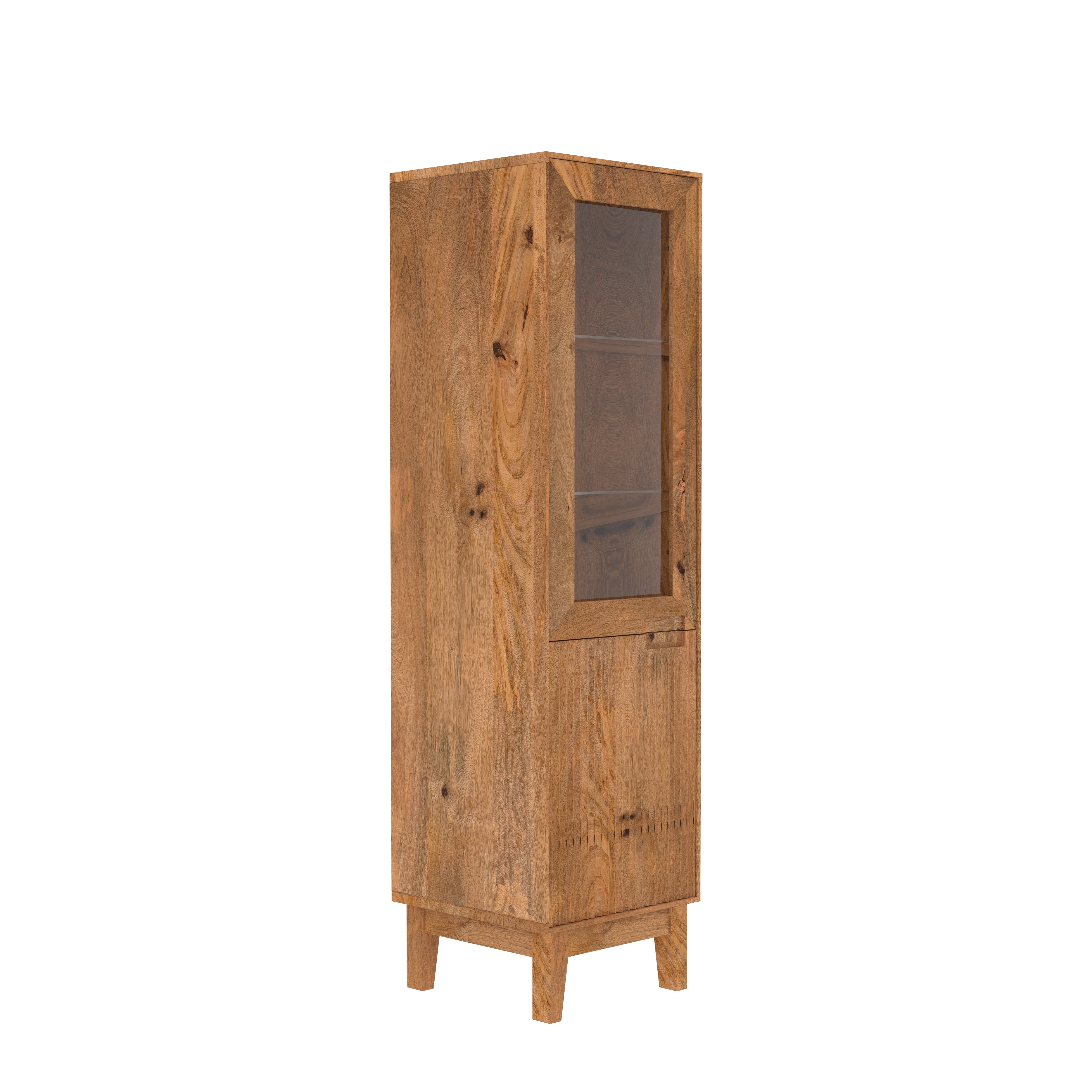 Solid wood Single door glass long Cabinet Cupboard