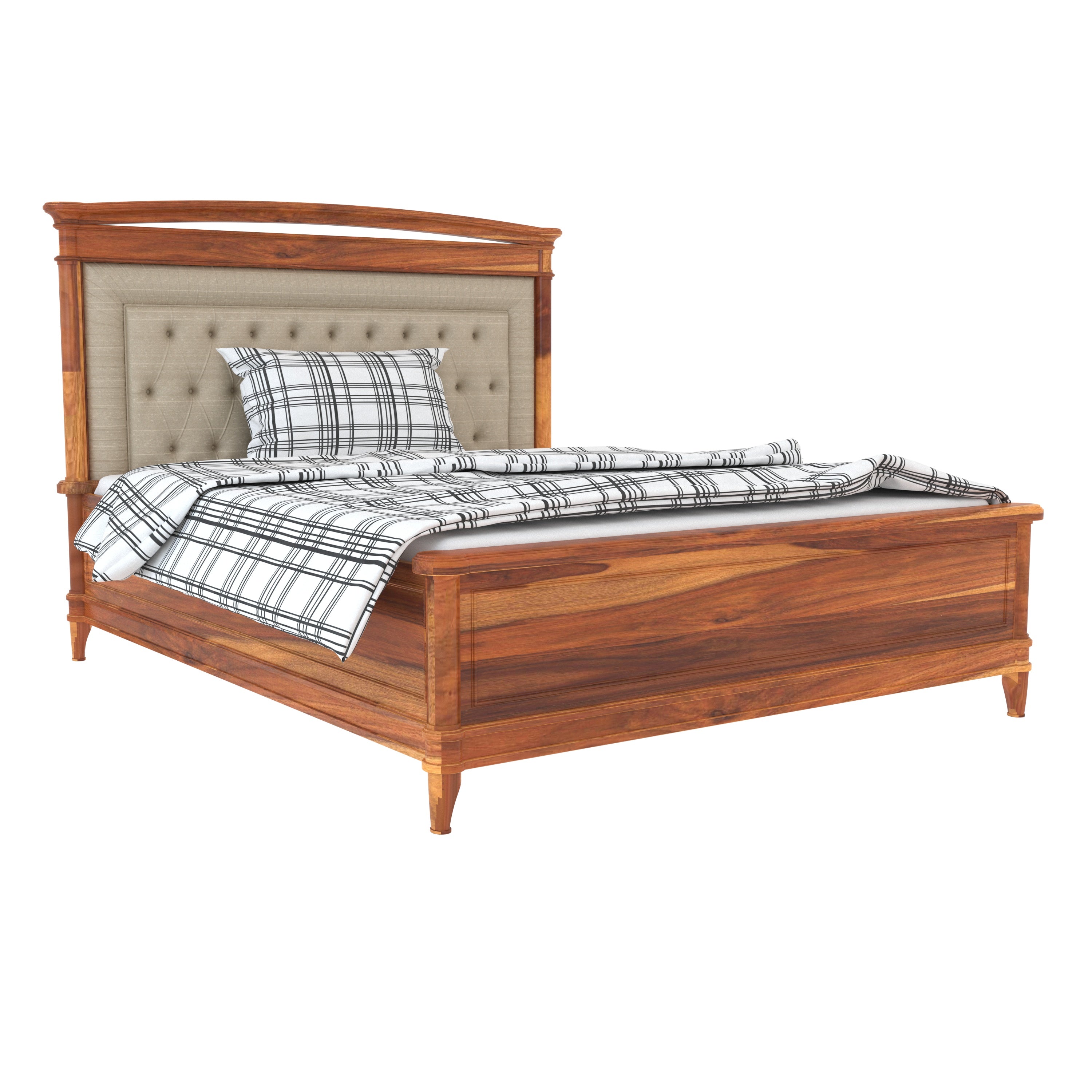 Classic Rustic Natural Indian Handmade Wooden Bed for Home Bedroom Furniture Sets