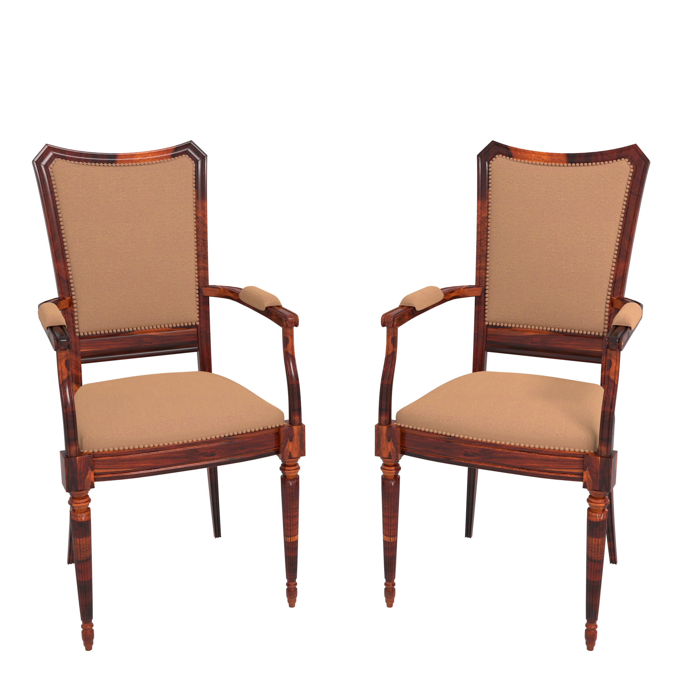 Classic Orient Style Wooden Vintage Handmade Chair Set of 2 Arm Chair
