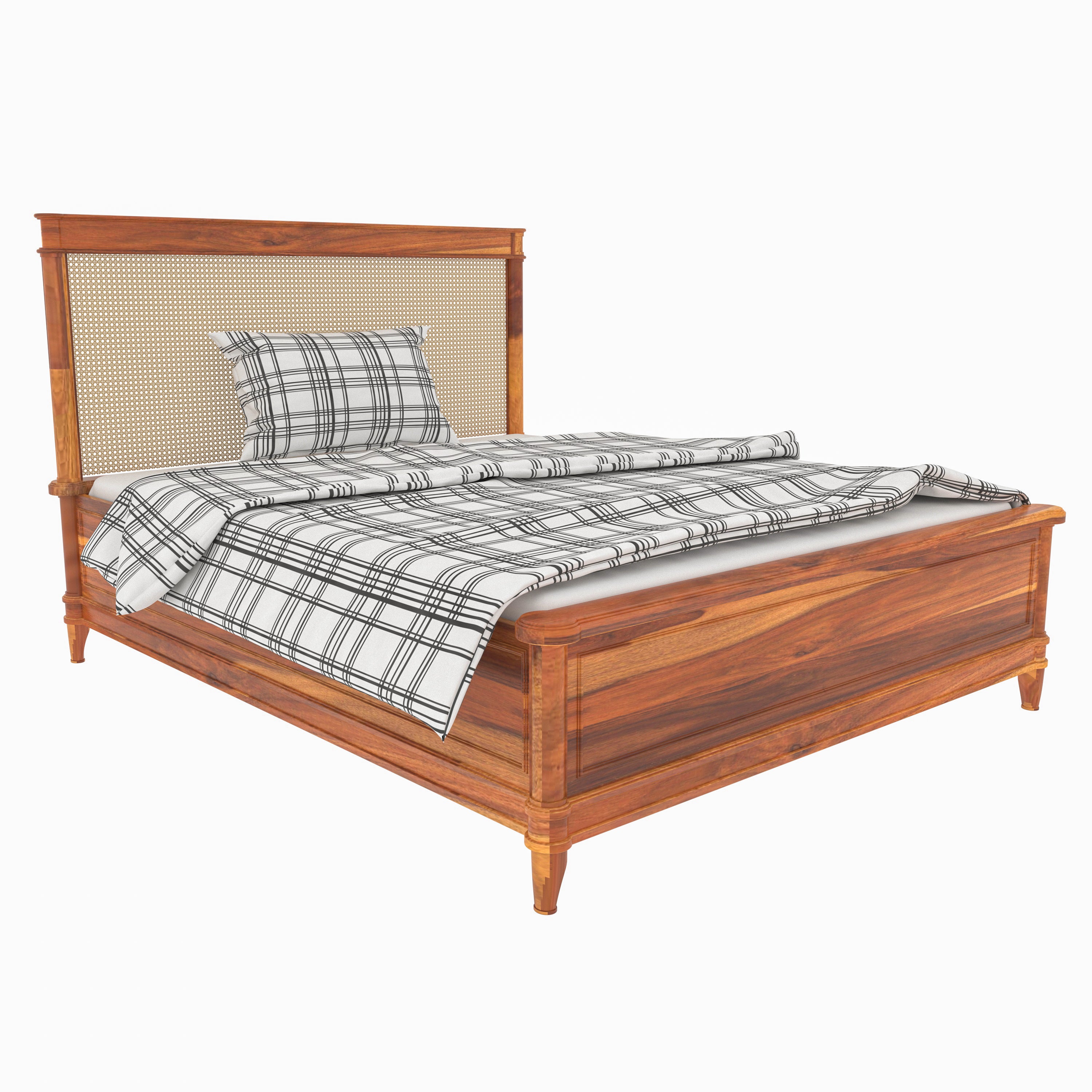 Rustic Heritage Style Handmade Wooden Bed with Attractive Wooden Bedside Bedroom Furniture Sets