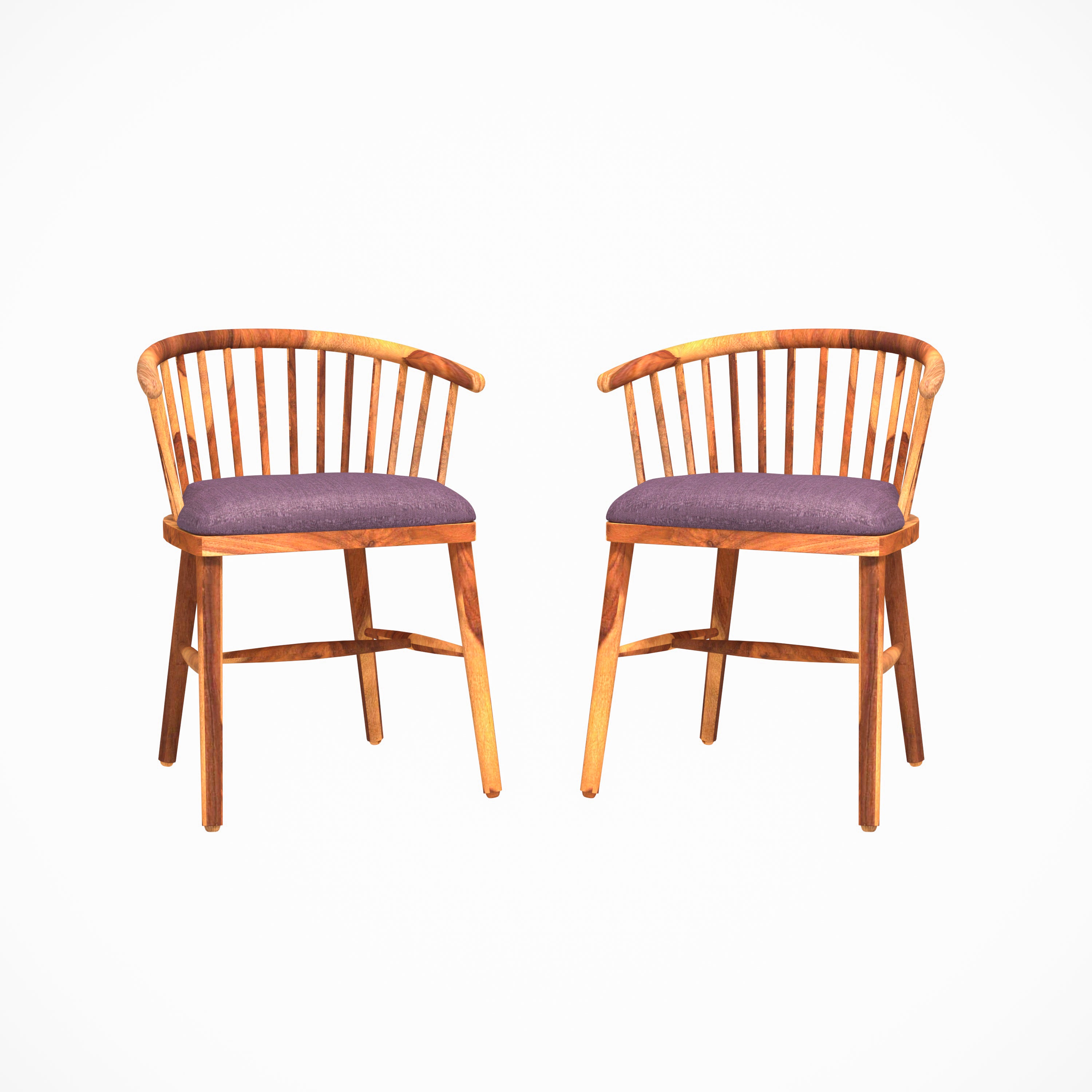 Classic Curved Back Wooden Handmade Chair Set of 2 for Home Arm Chair