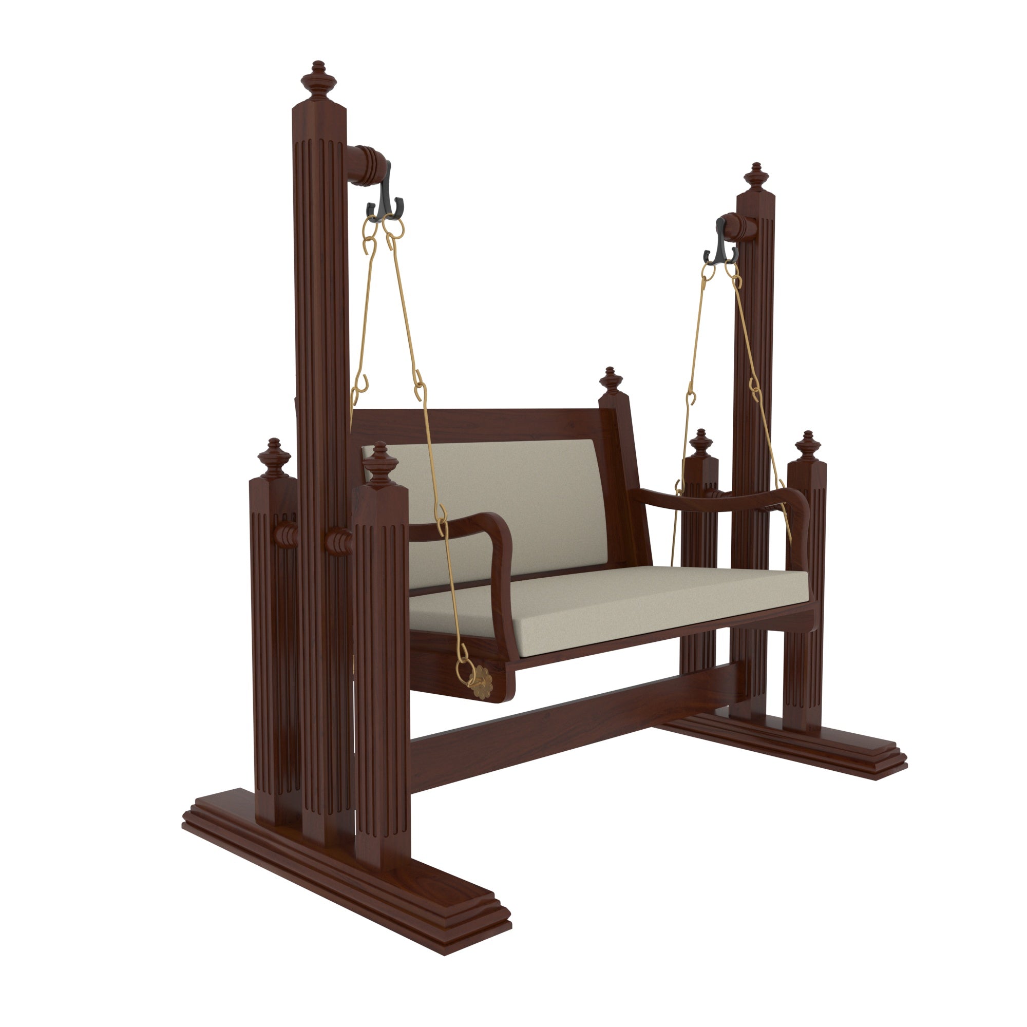 Dark Glorious Finished Handmade Wooden Heritage Swing Swing