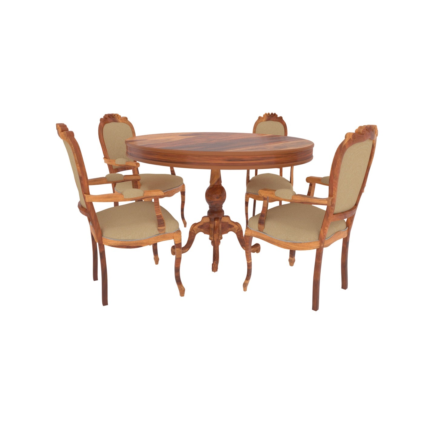 Truffle Art Four Chair Round Table Complete Dining set Dining Set