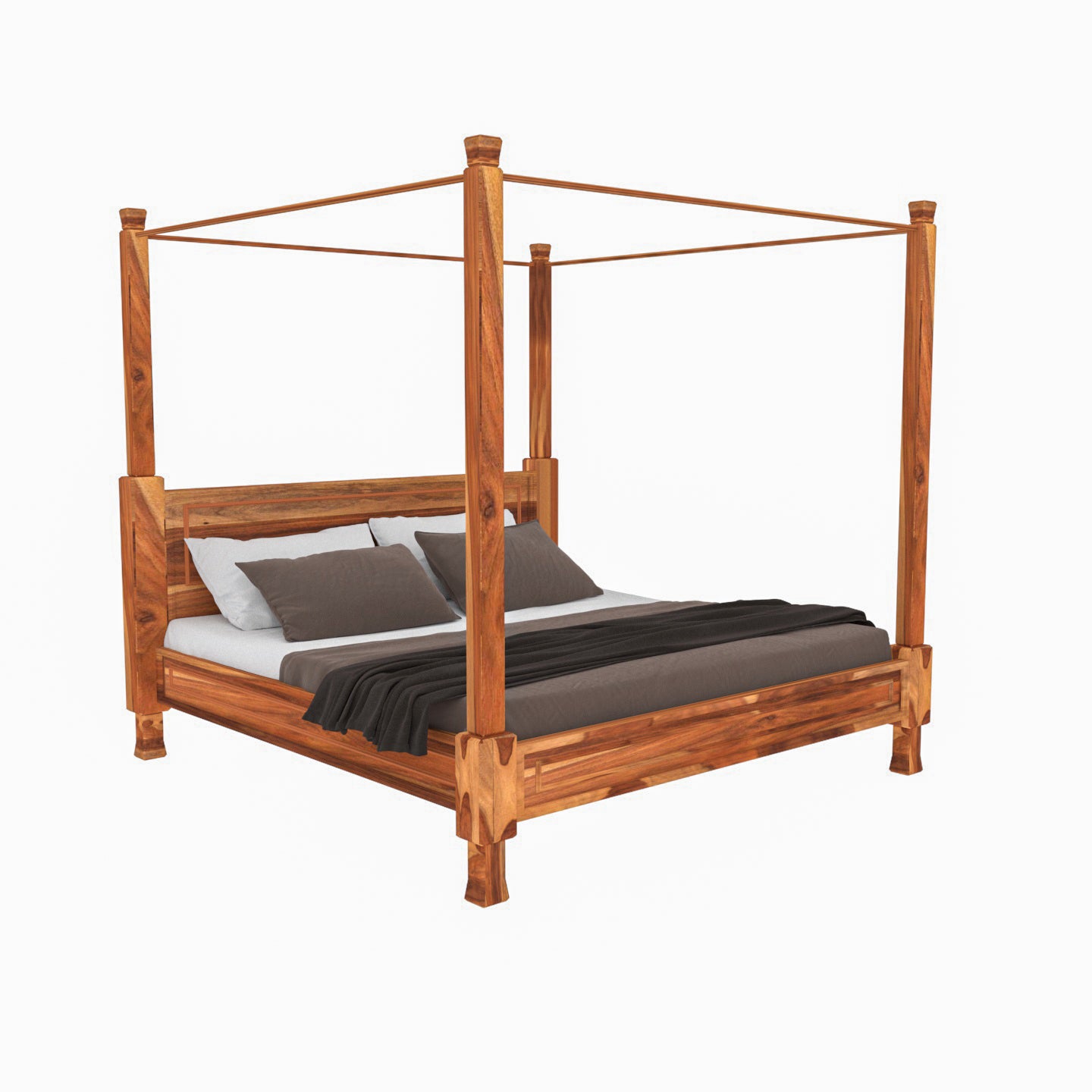 Classic Heritage Look Long Pillar Roof Wooden Vintage Bed Bed