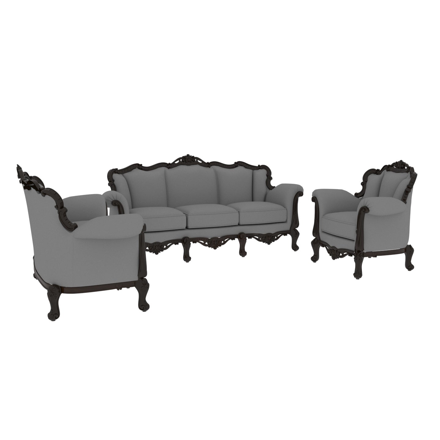 Glorious Gray Premium Style Wooden Guest Seating Sofa Set Sofa