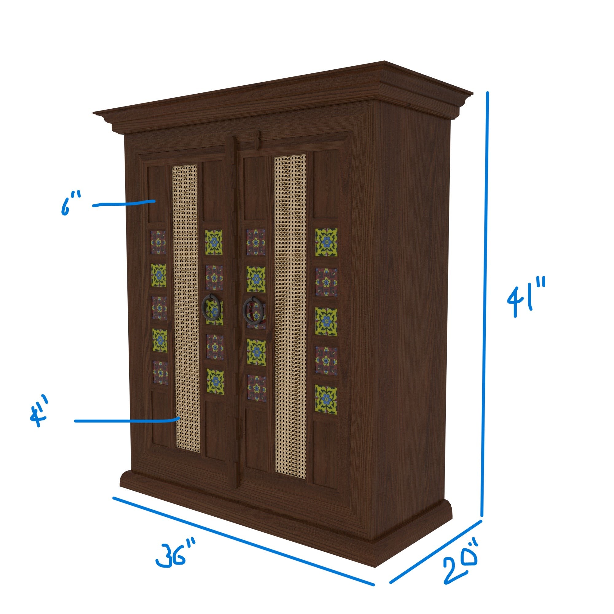 Aesthetic Dark Mountain Finished Wooden Handmade Cupboard Cupboard