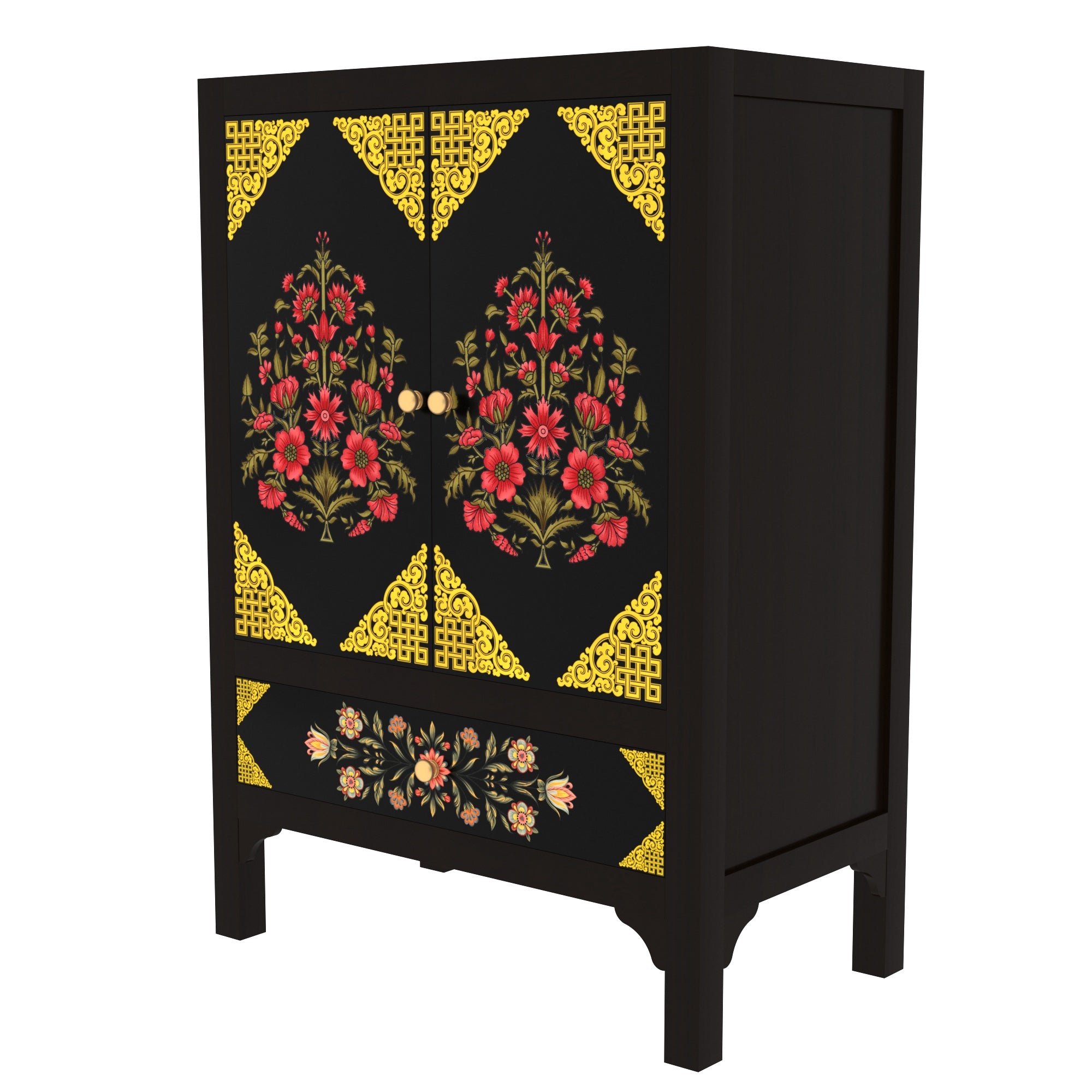 Southern Alberto Black Yellow Finished Wooden Handmade Wardrobe Wardrobe