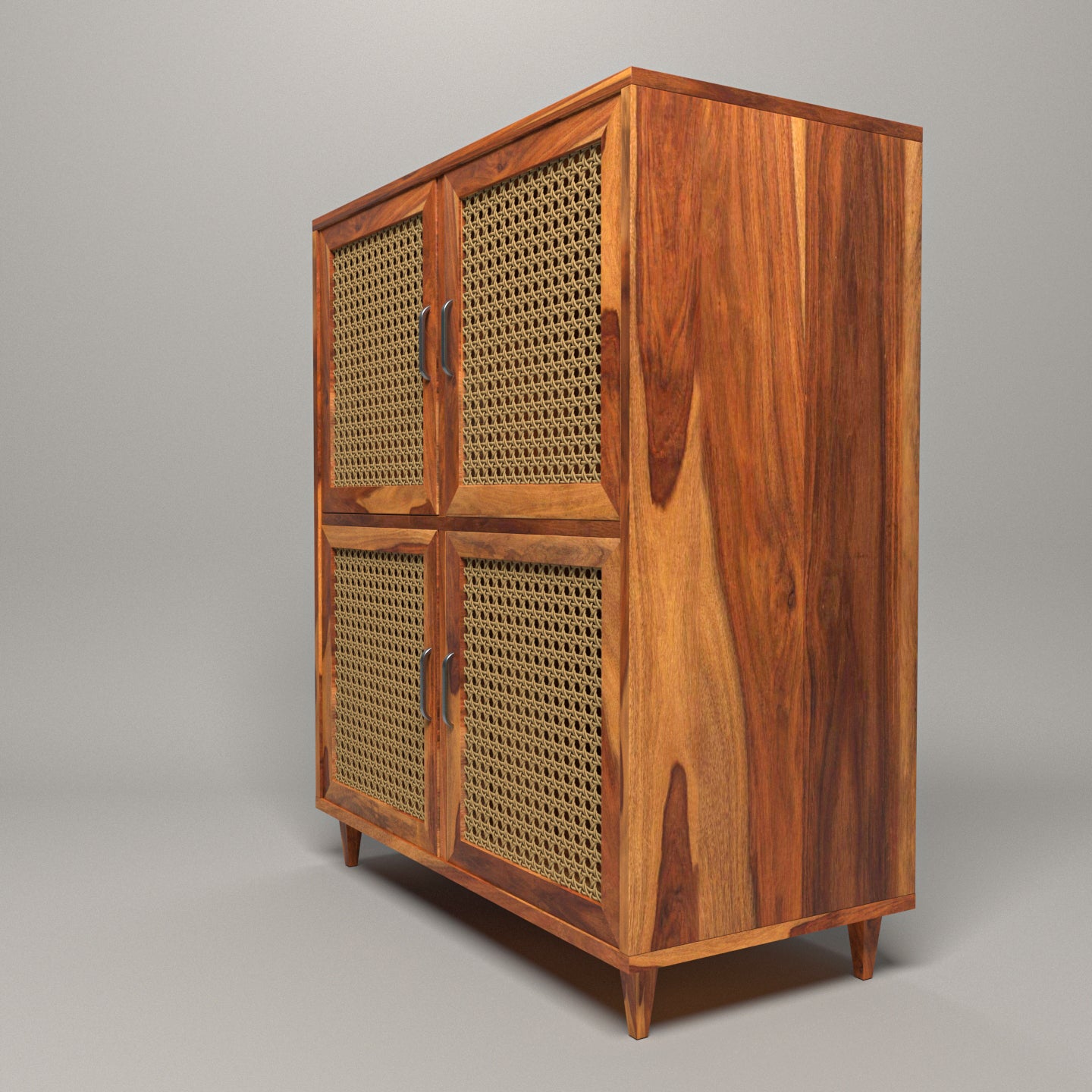 Vintage Style Handmade Wooden Storage Cabinet with Cane (inside single shelf) Cupboard