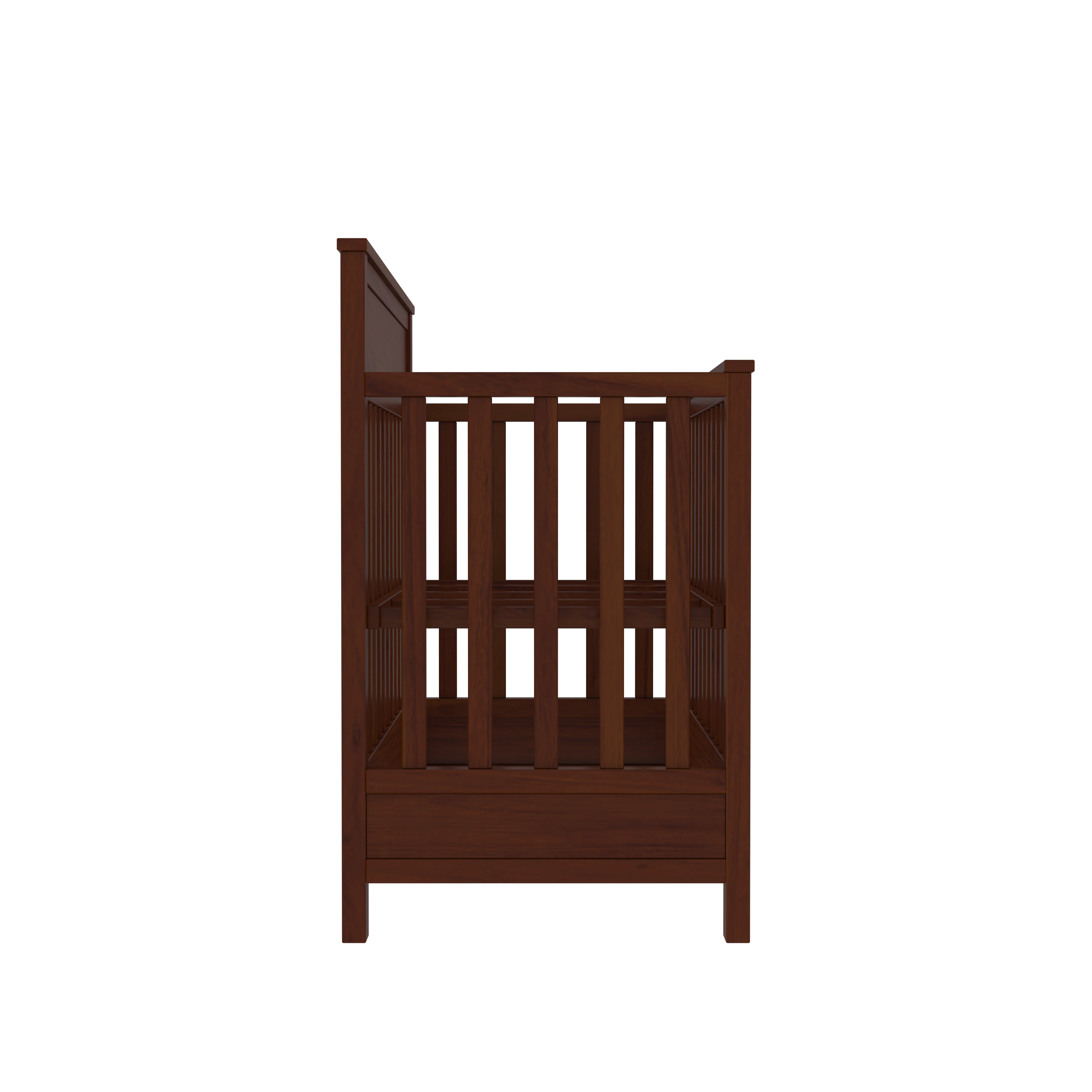 Aesthetic Dark Brown Finished Wooden Handmade Stripped Cradle Cradle