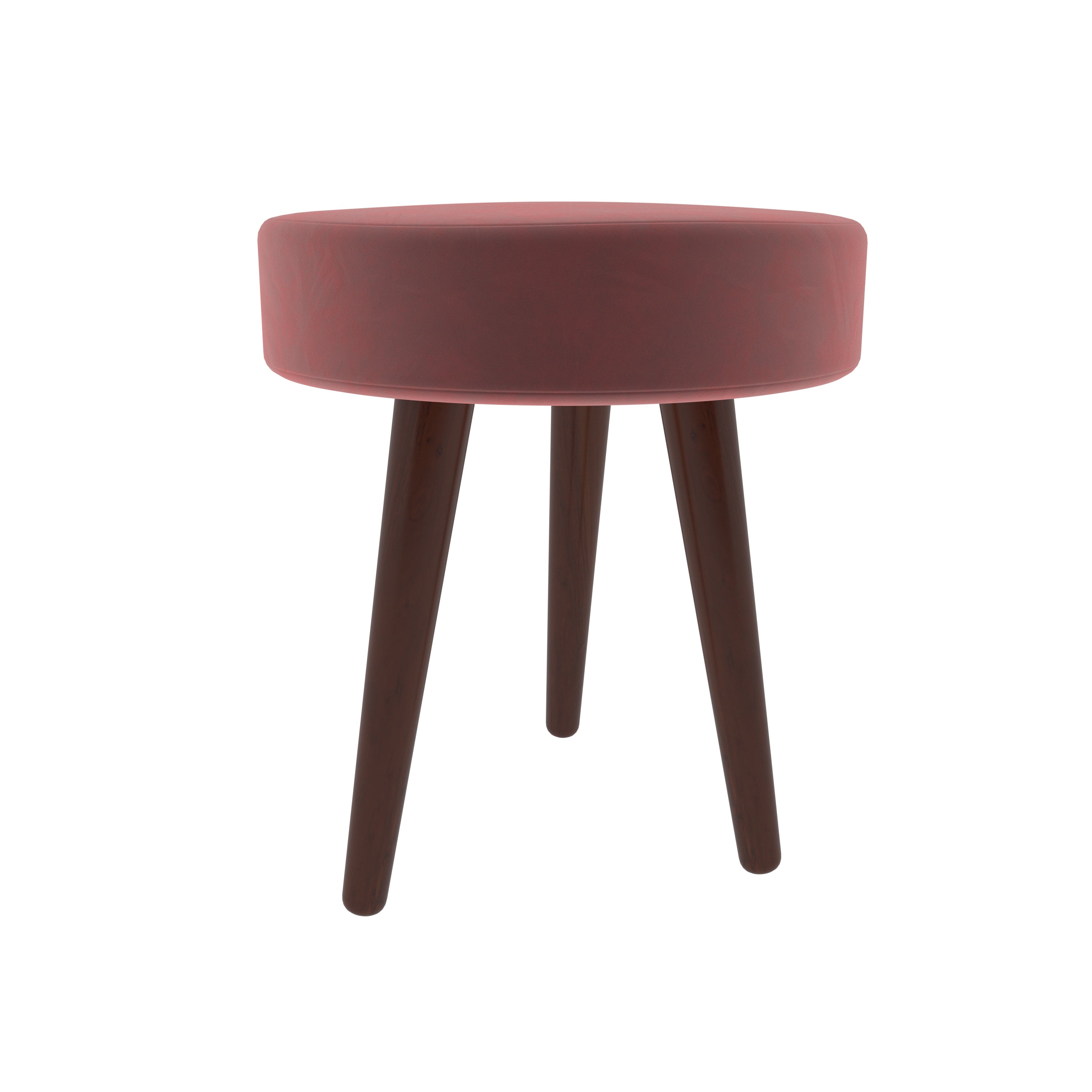 Jaguar Pink Round Top Finished Wooden Handmade Small Stool Stool