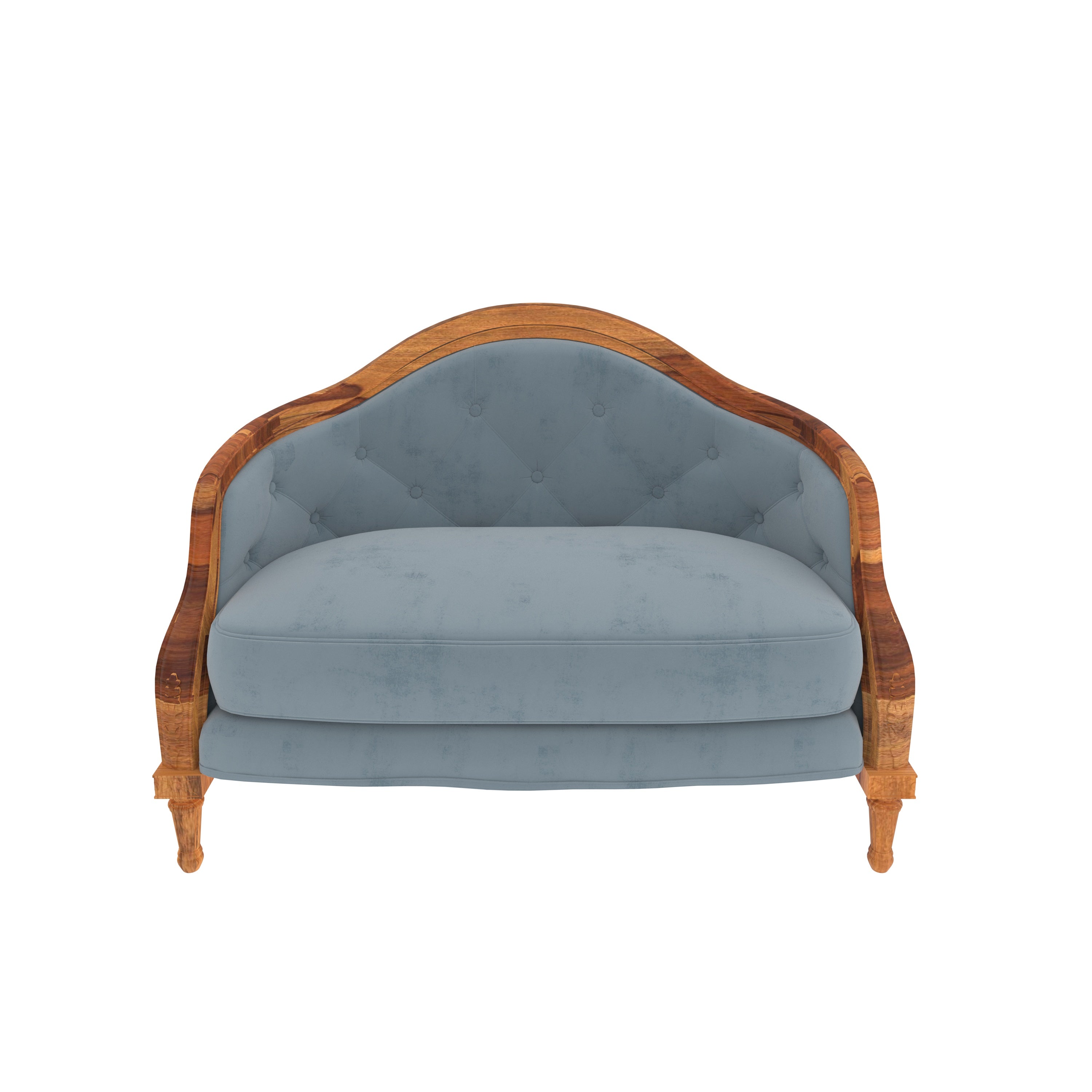 Saffron Blue Double Seater Wooden Vintage Sofa Sofa