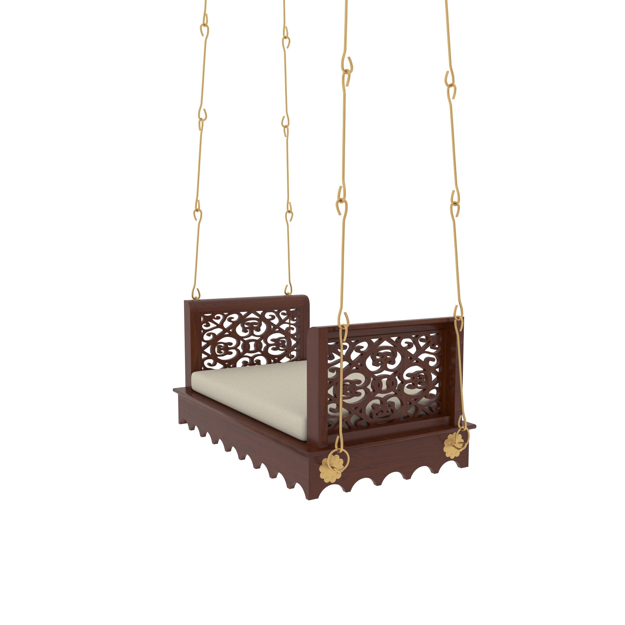 Dark Irish Brown Polished Wooden Handmade Carved Swing Swing