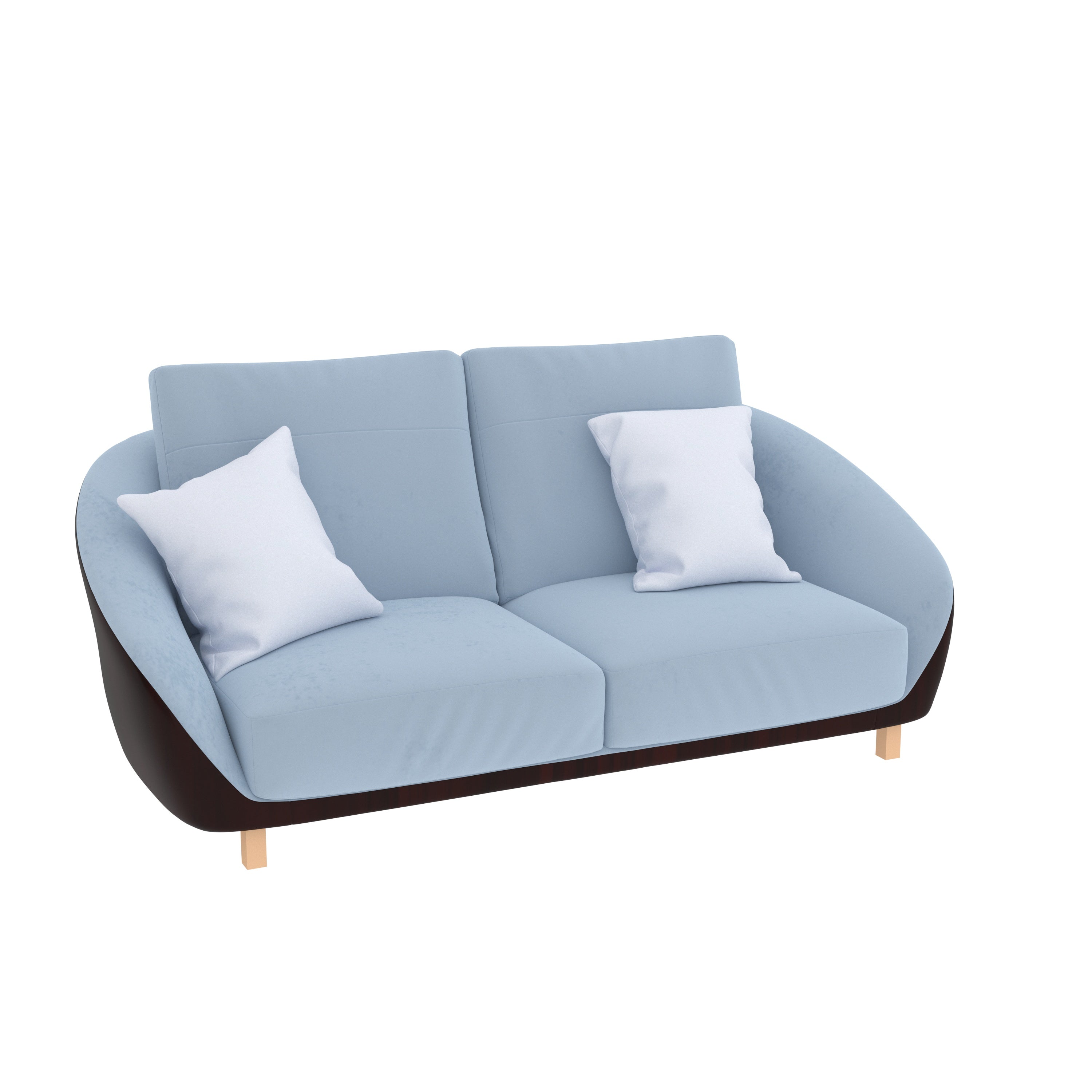 Air-Force Blue Smooth Finish Wooden 2 Seater Sofa Sofa