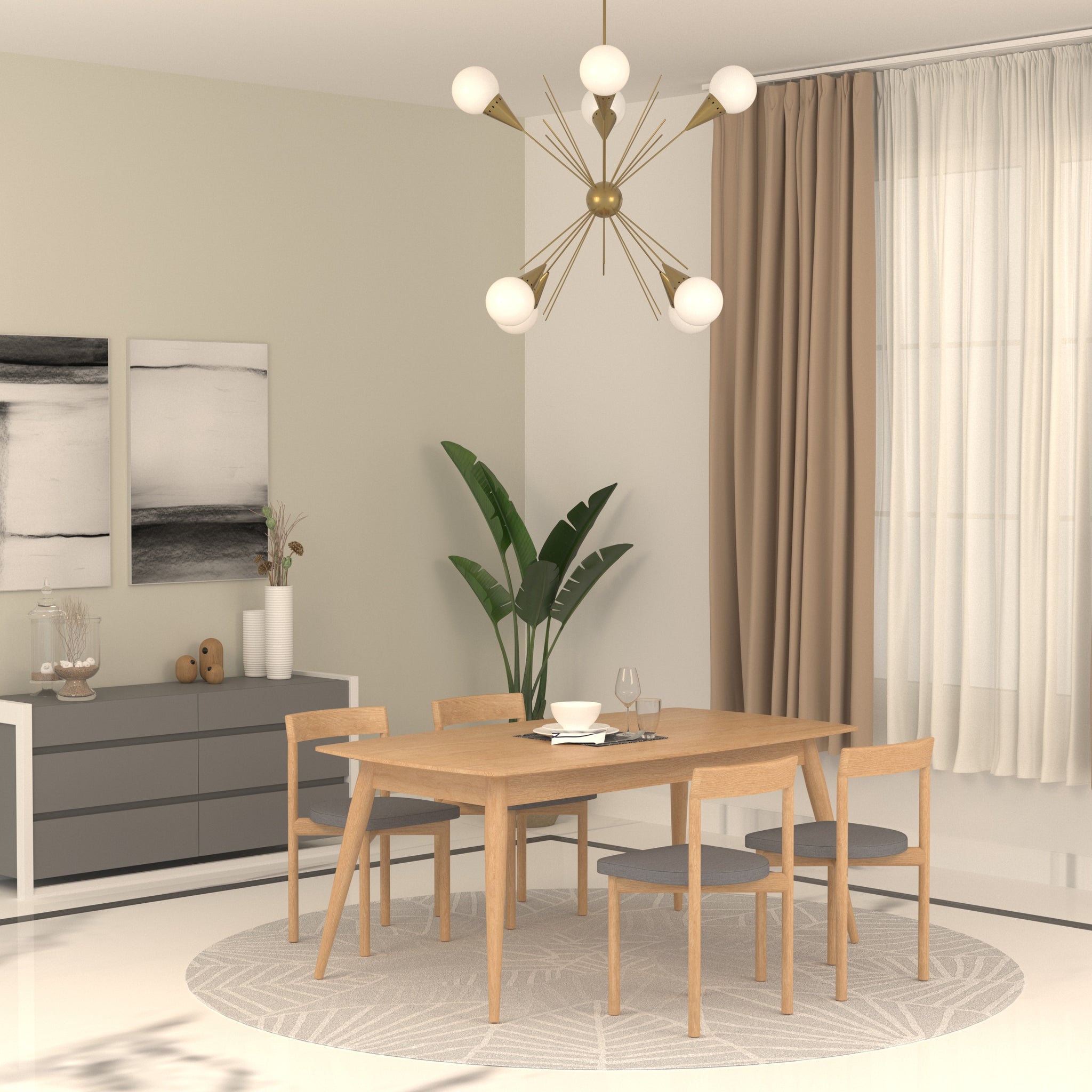 Simple design dining table made of oak wood