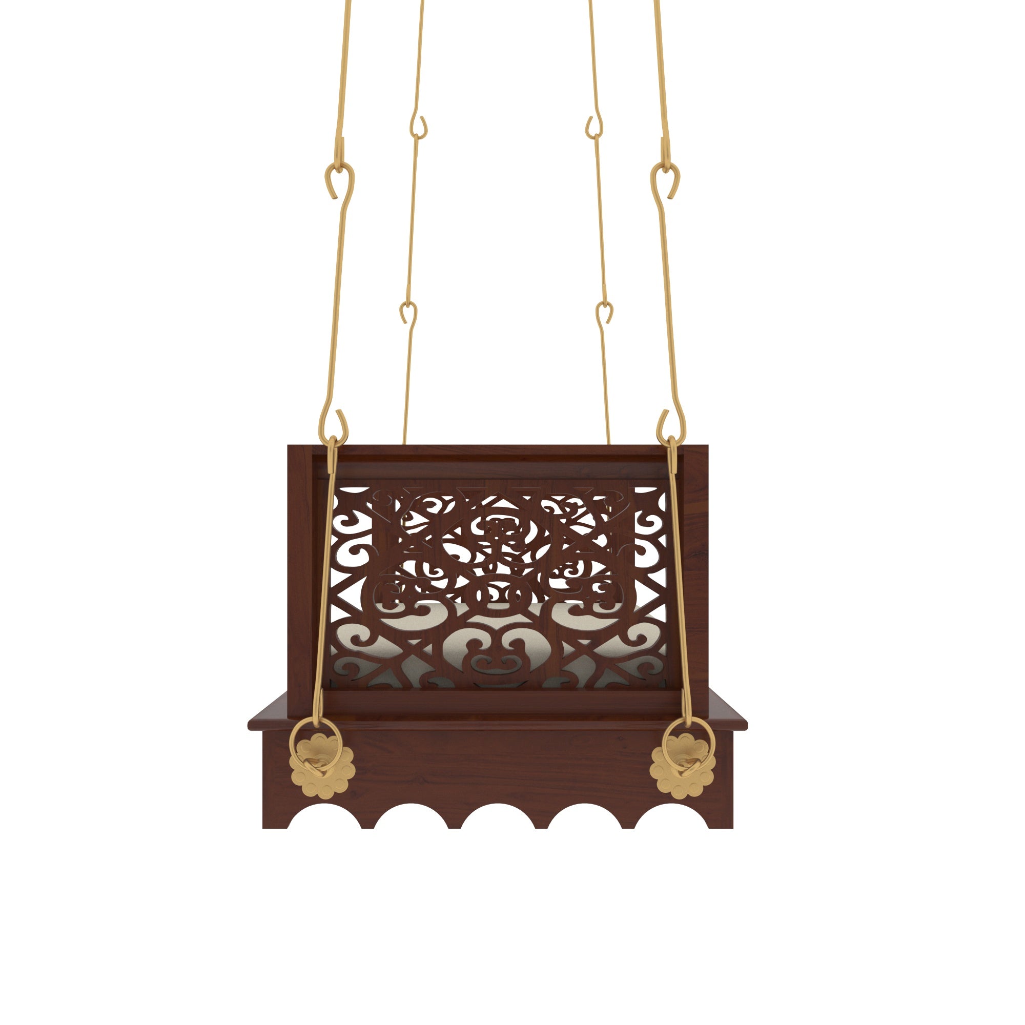 Dark Irish Brown Polished Wooden Handmade Carved Swing Swing