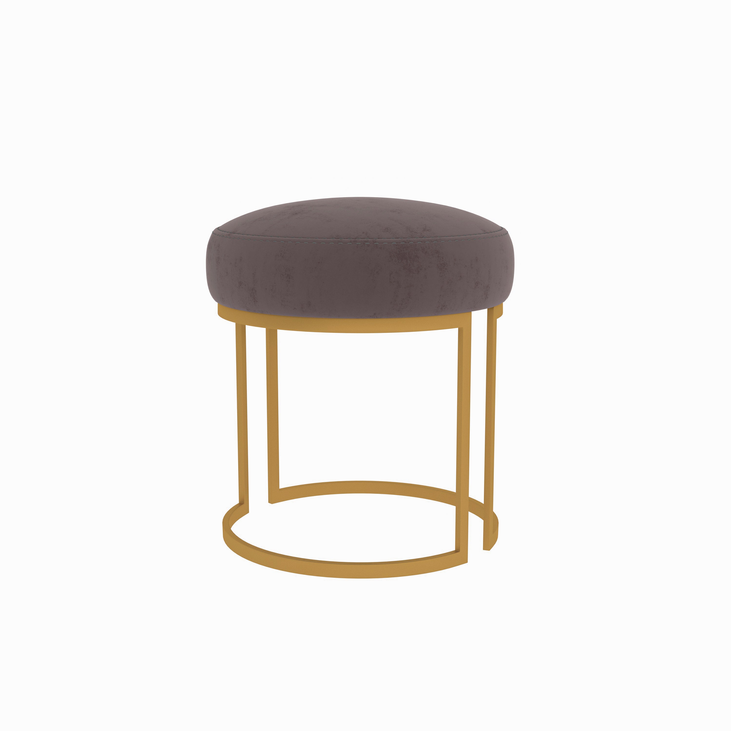 Moss Gray Red Puffed Classic Metal Stool Stool