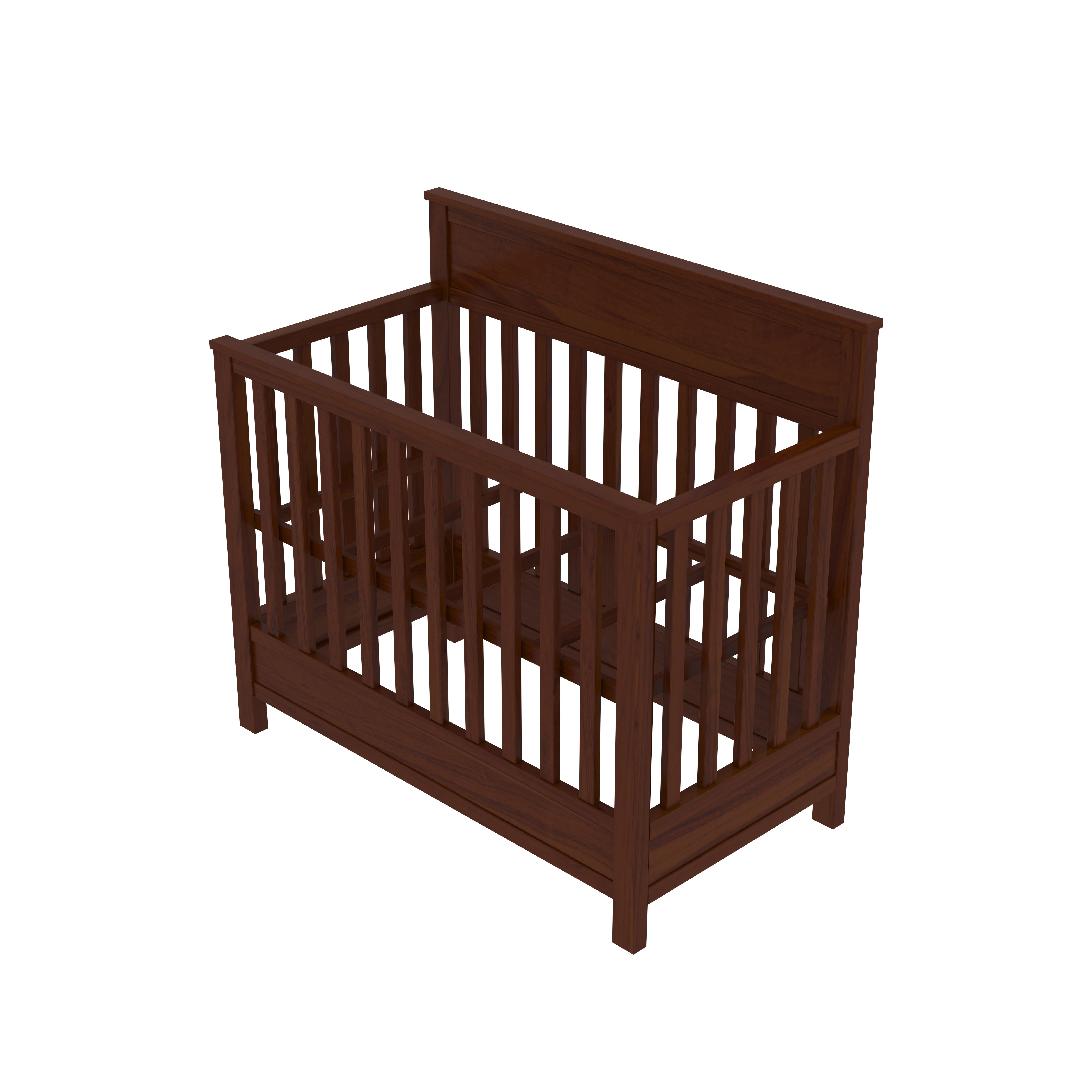 Aesthetic Dark Brown Finished Wooden Handmade Stripped Cradle Cradle