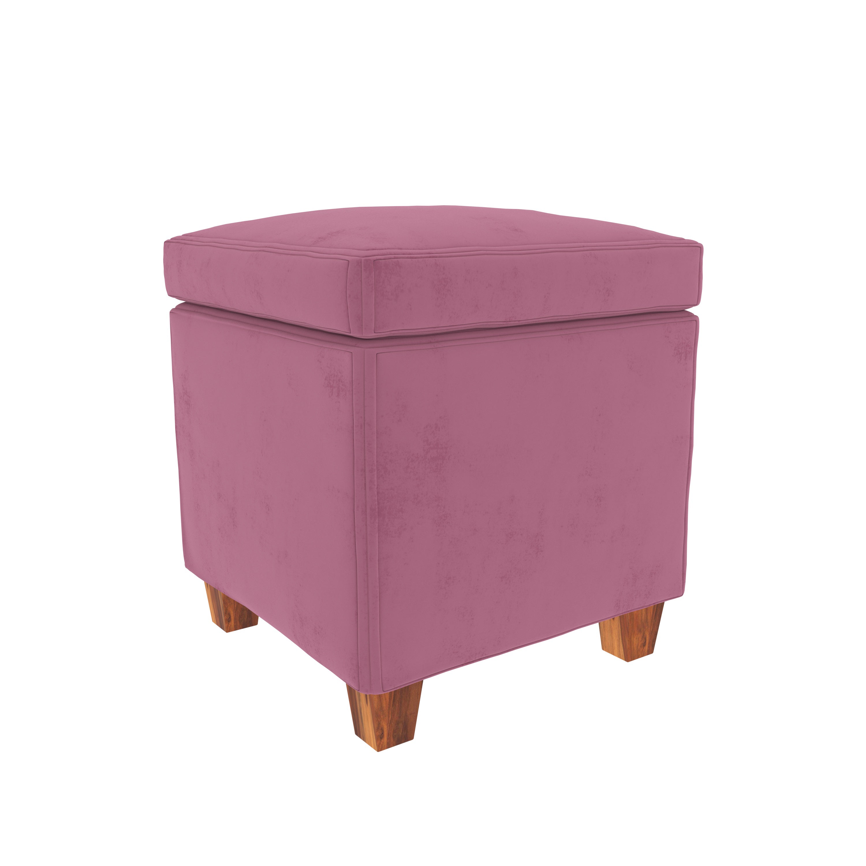 Peter Pink Wooden Smooth Finish Light Seating Stool Pouf
