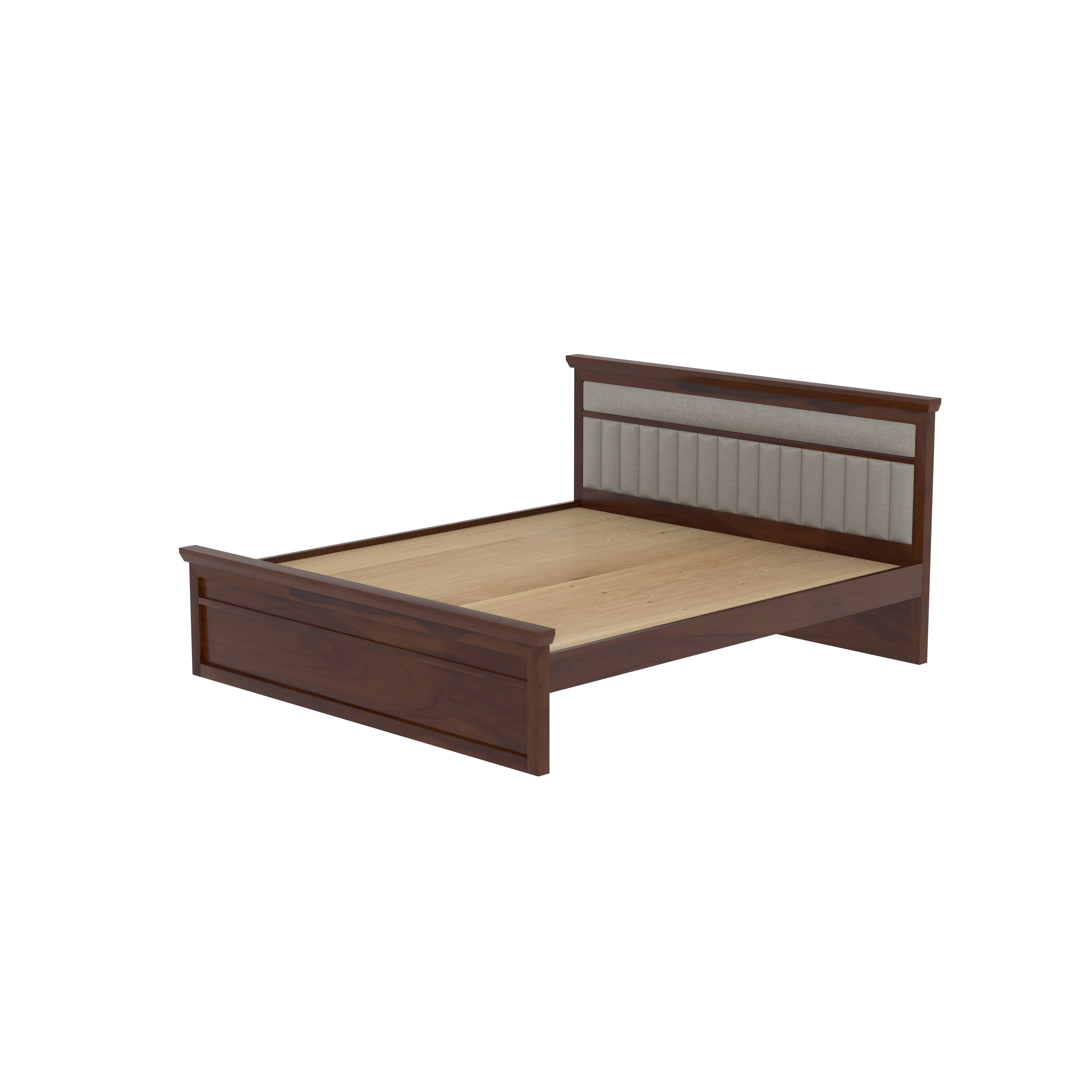 Handcrafted Wooden Bed with Cushion Headboard Bed