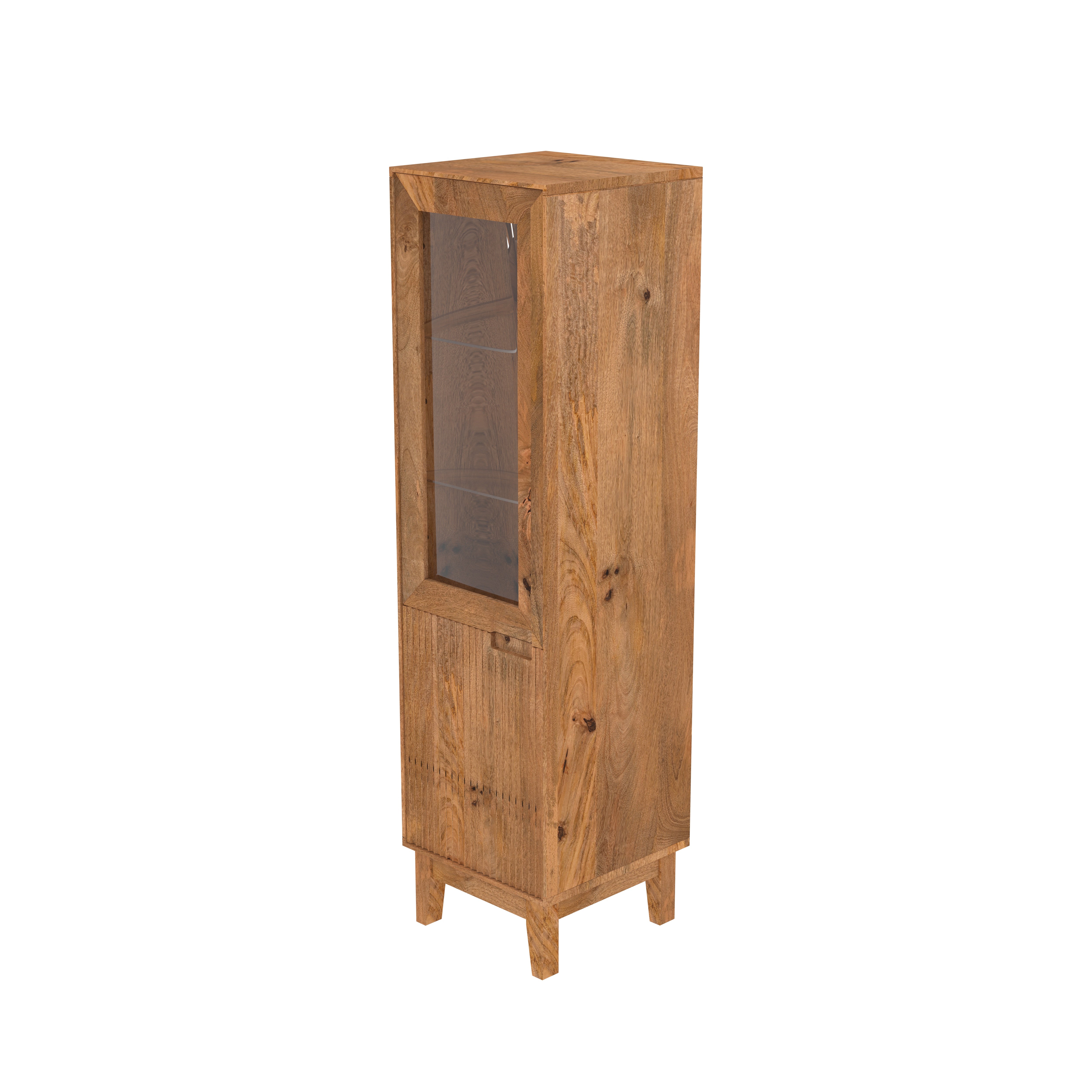 Solid wood Single door glass long Cabinet Cupboard