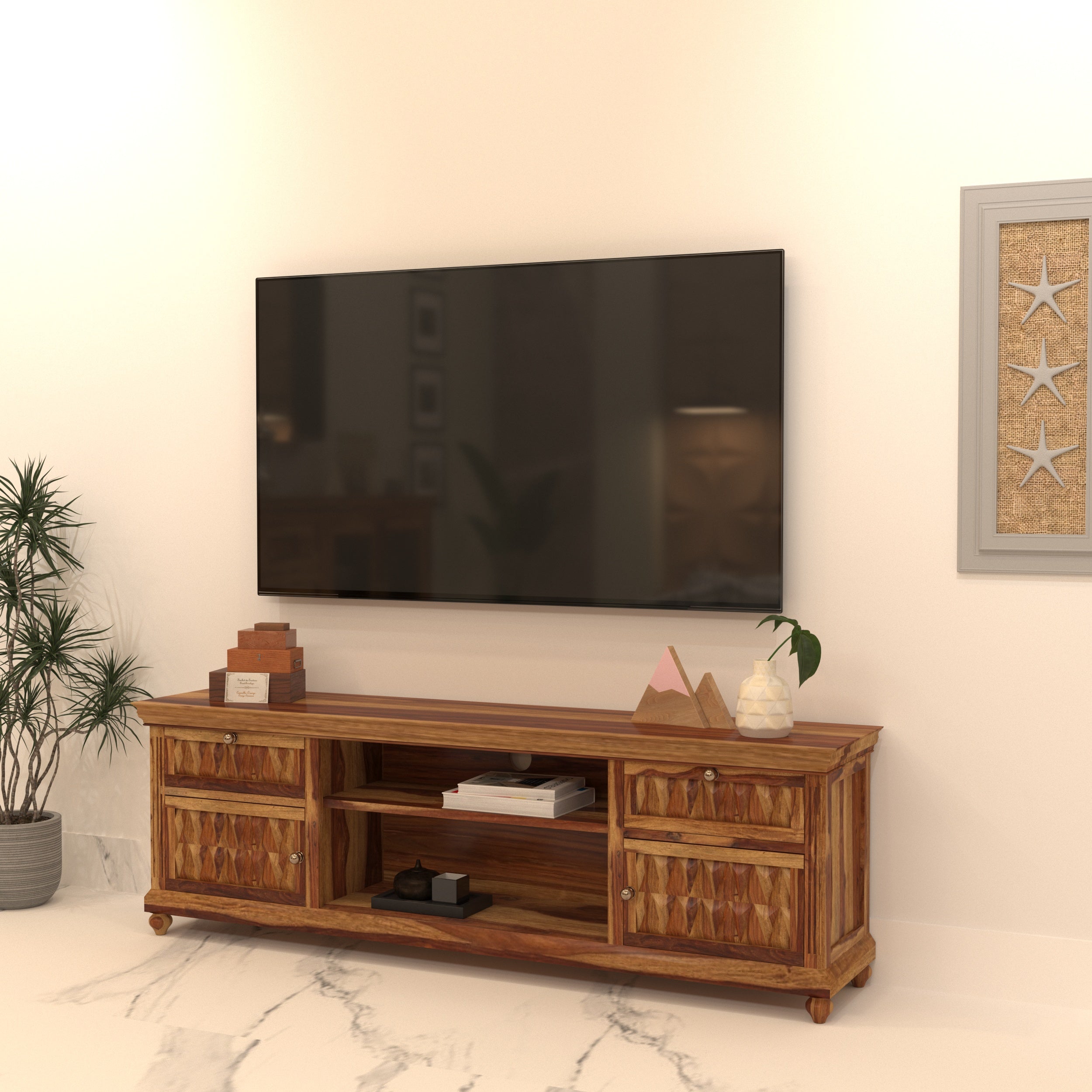 Unique Multi-Storage Wooden Handmade Long Cabinet Tv stand