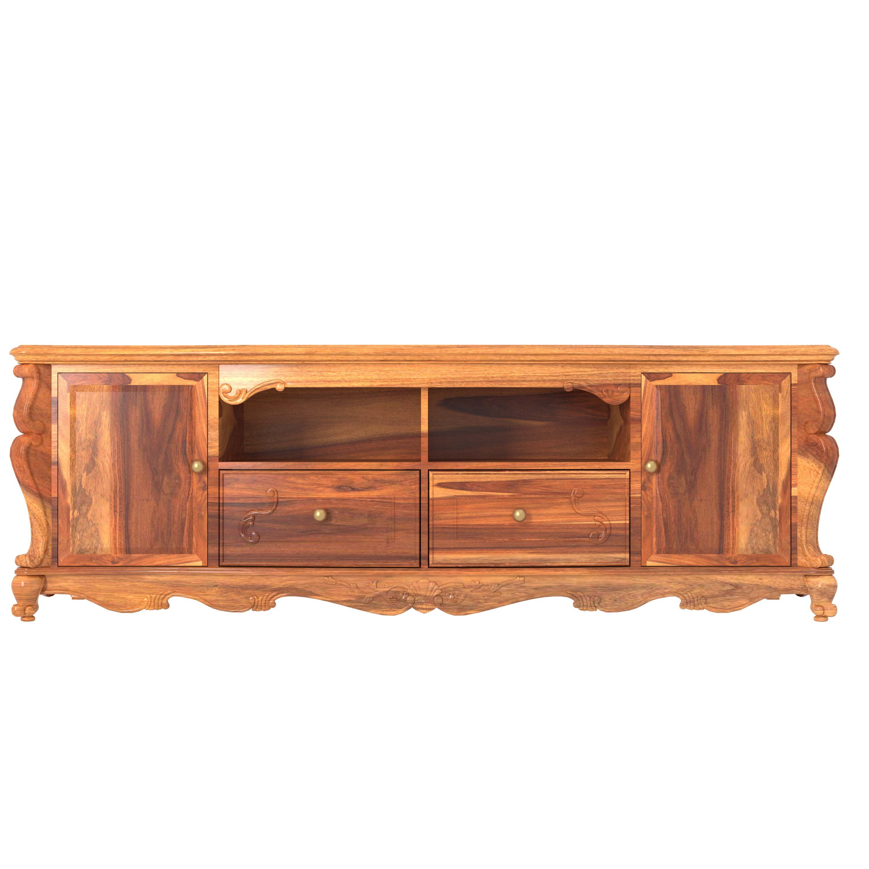 Optimistic Fusion Bottom Carved Style Handmade Woooden TV Stand Tv stand