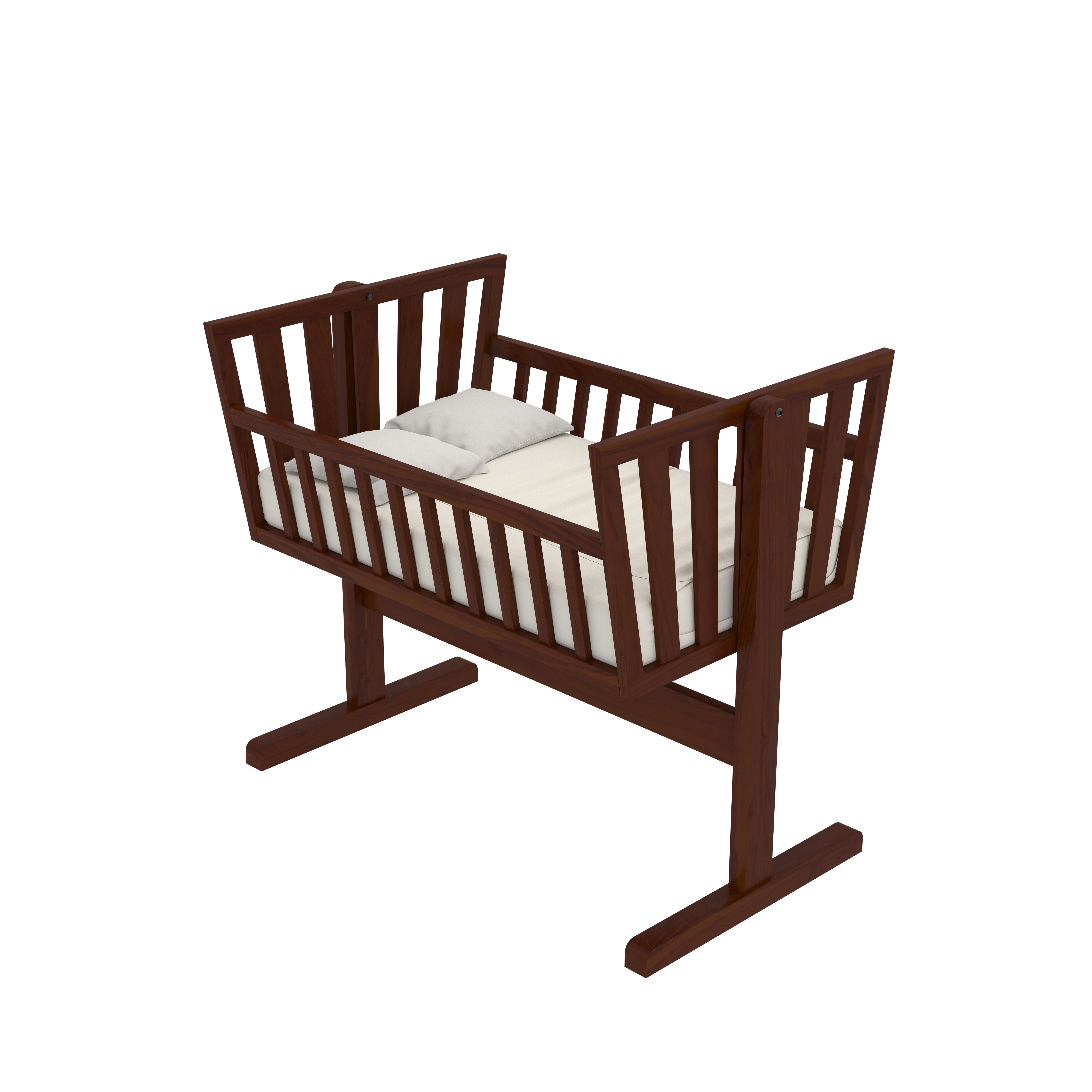 Natural Heritage Brown Finished Strip Designed Wooden Cradle