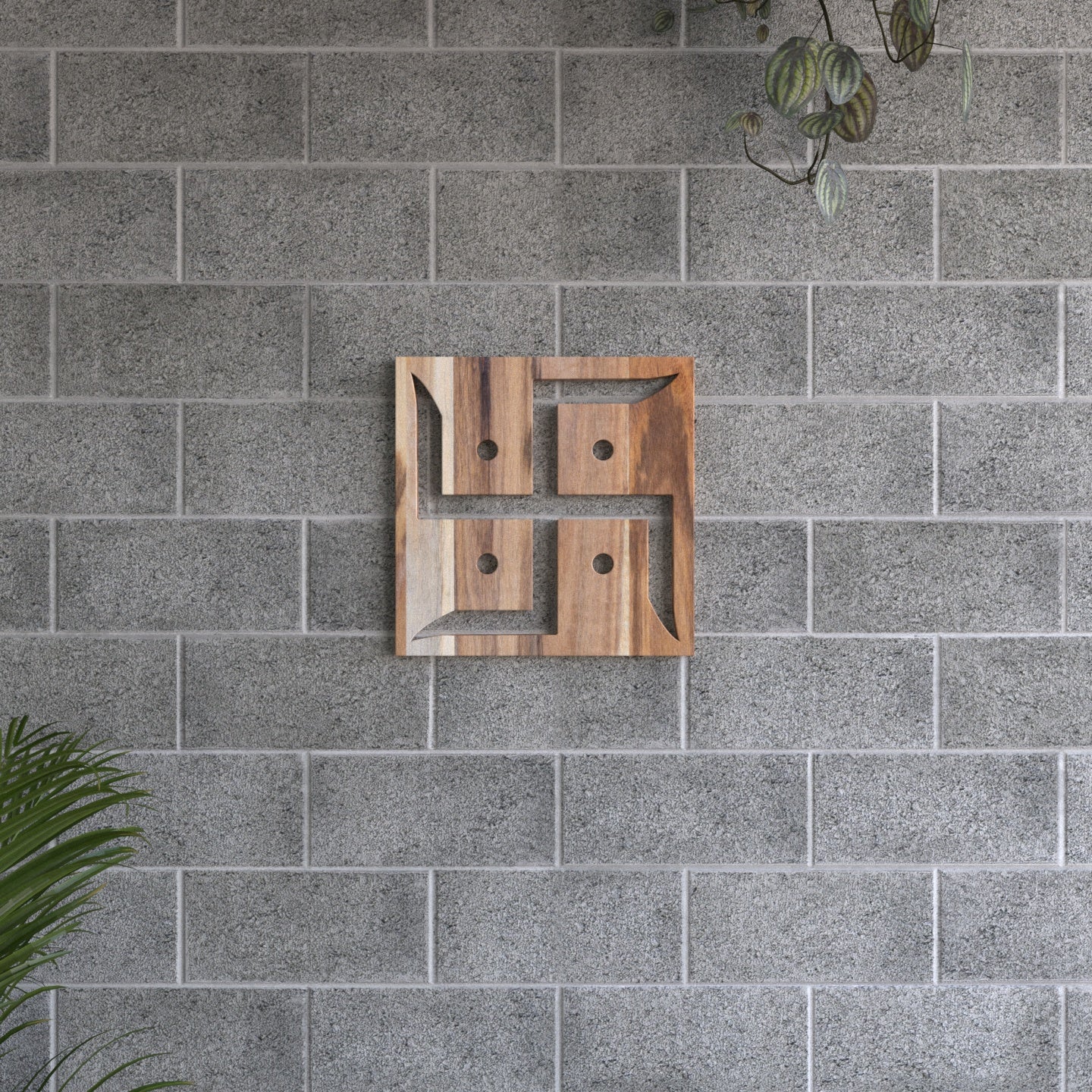 Classic Natural Sheesham Wooden Swastik Wall Decor Wall Decor