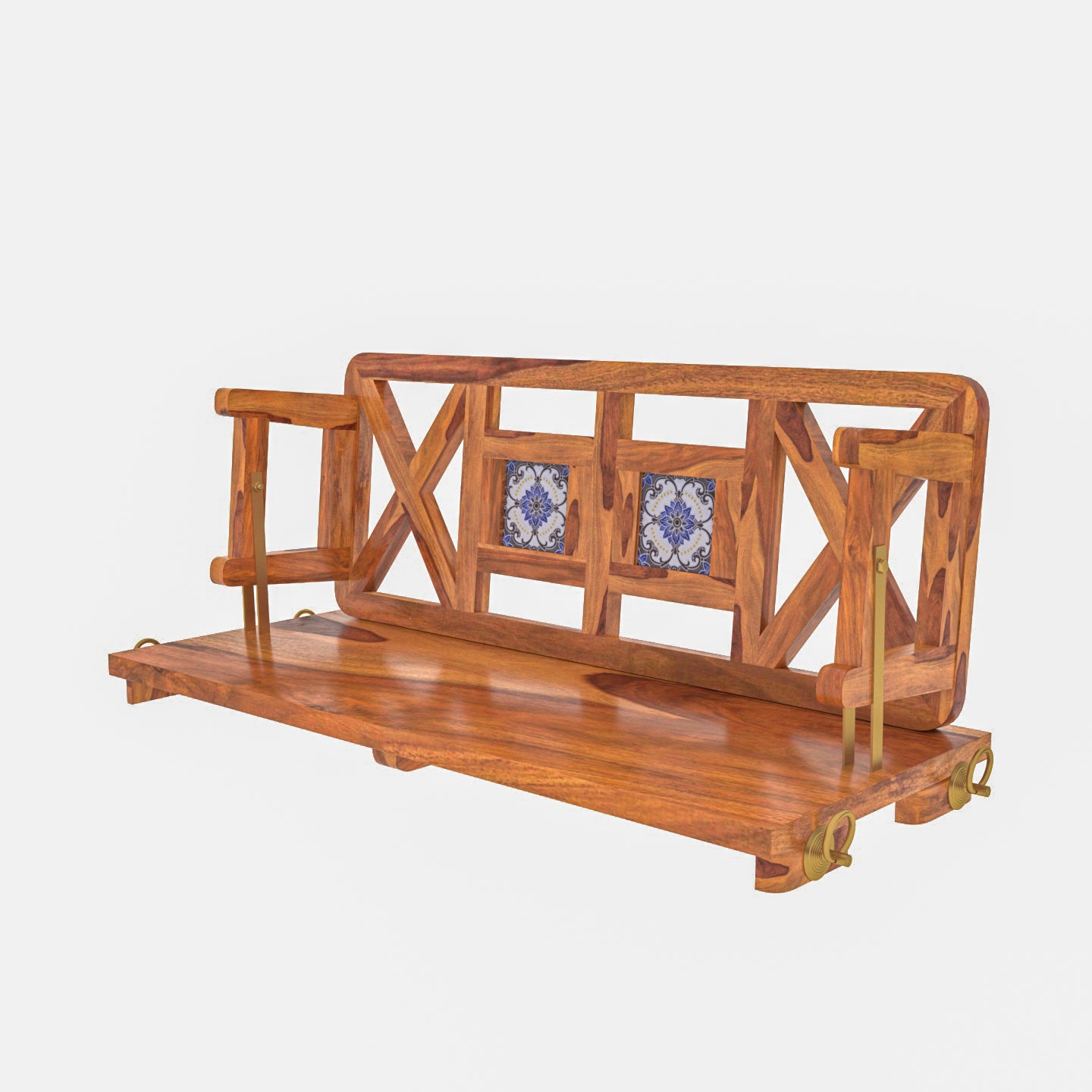 Modern Castle Style Tile Fitted Wooden Handmade Swing for Home Swing