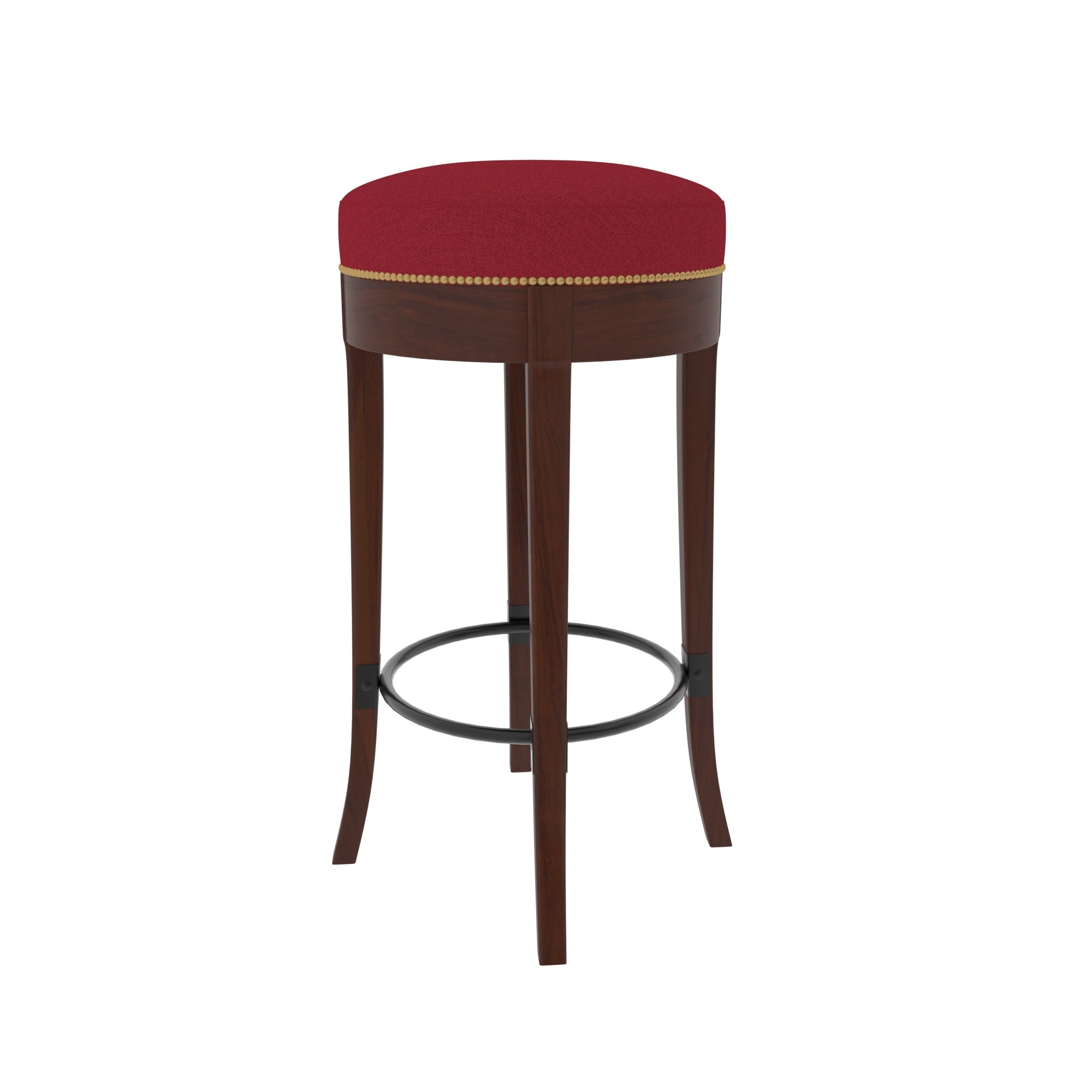 Montage Red Round Finished Wooden Handmade Stool Stool