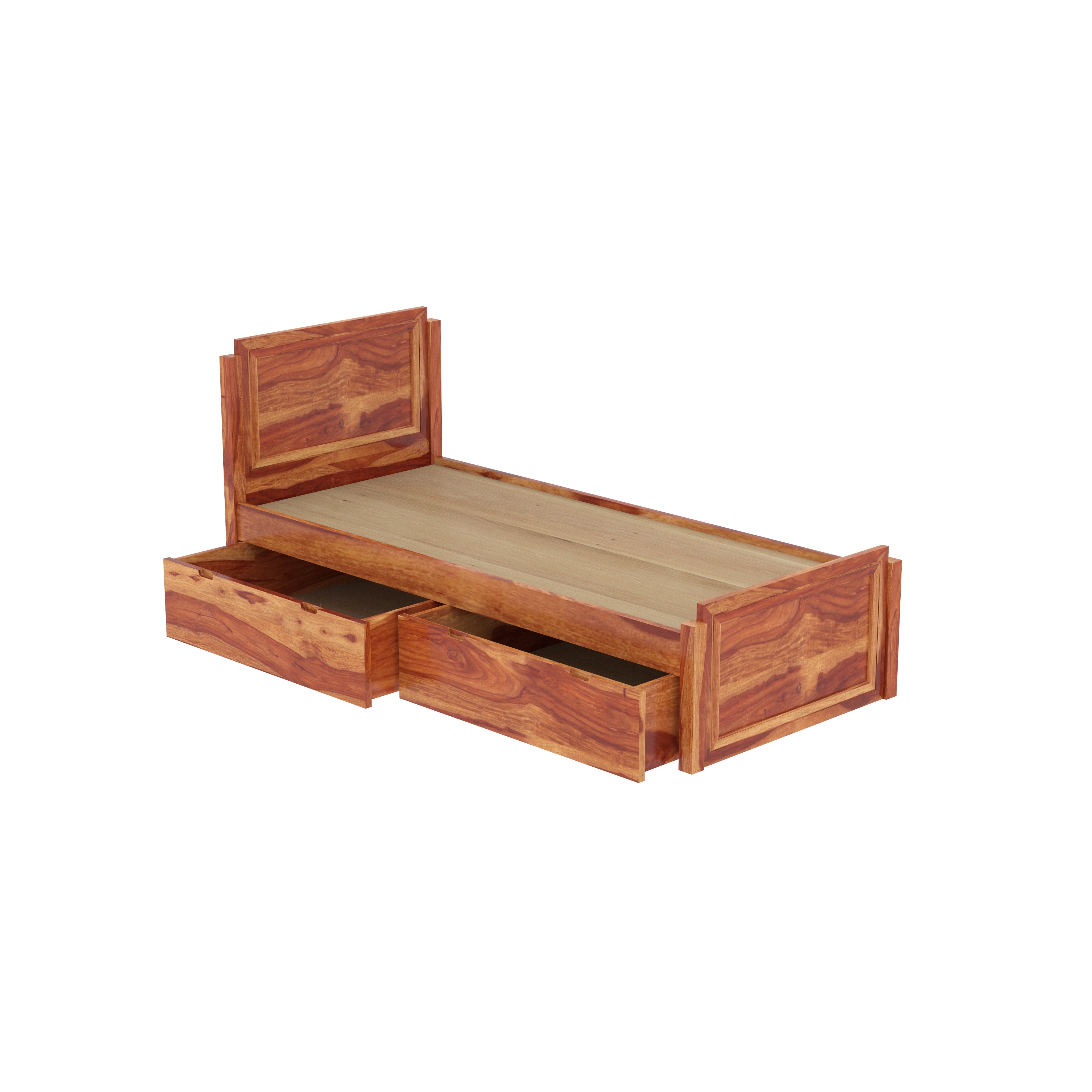 Ethnic Handcrafted Sheesham Wood Single Storage Bed Bed