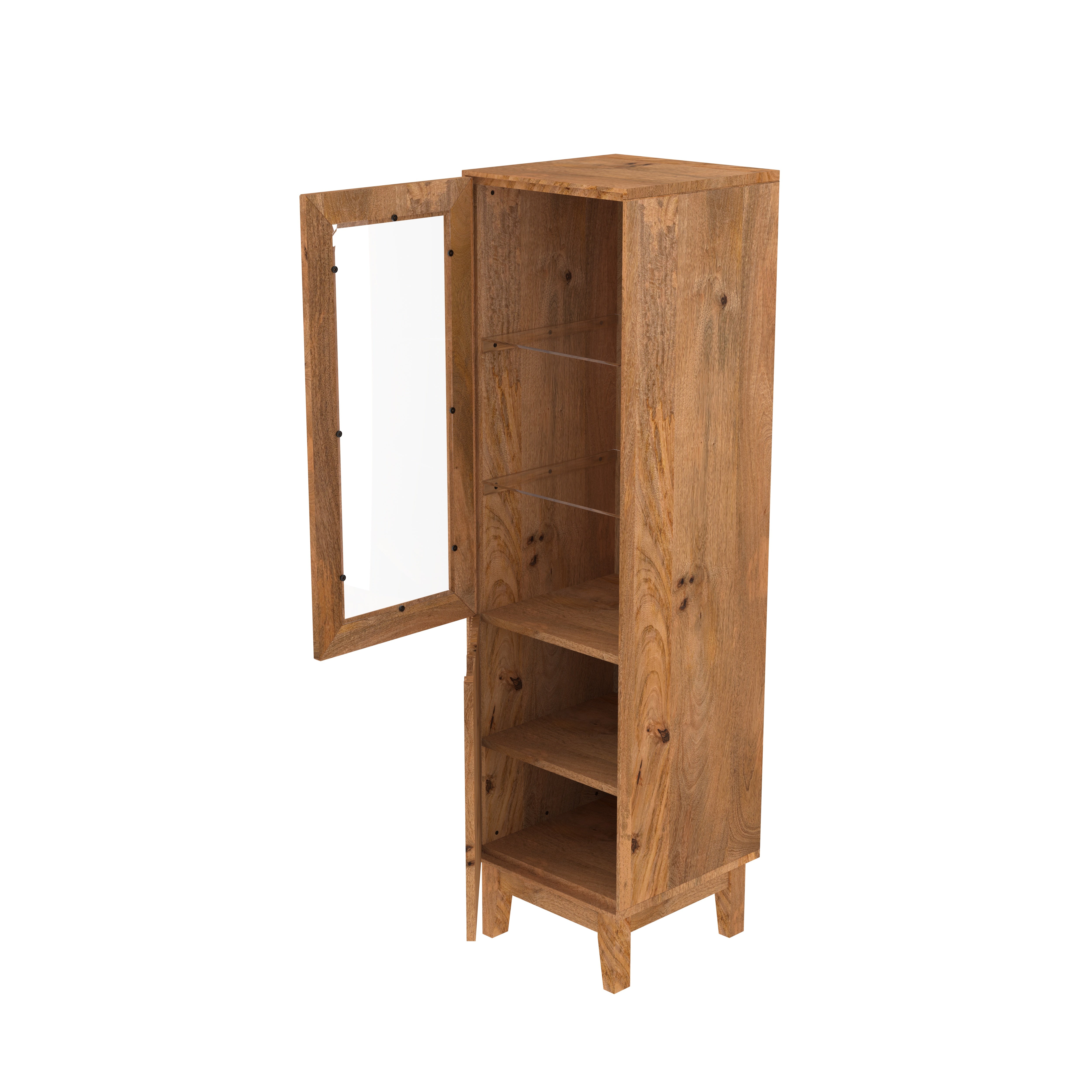 Solid wood Single door glass long Cabinet Cupboard